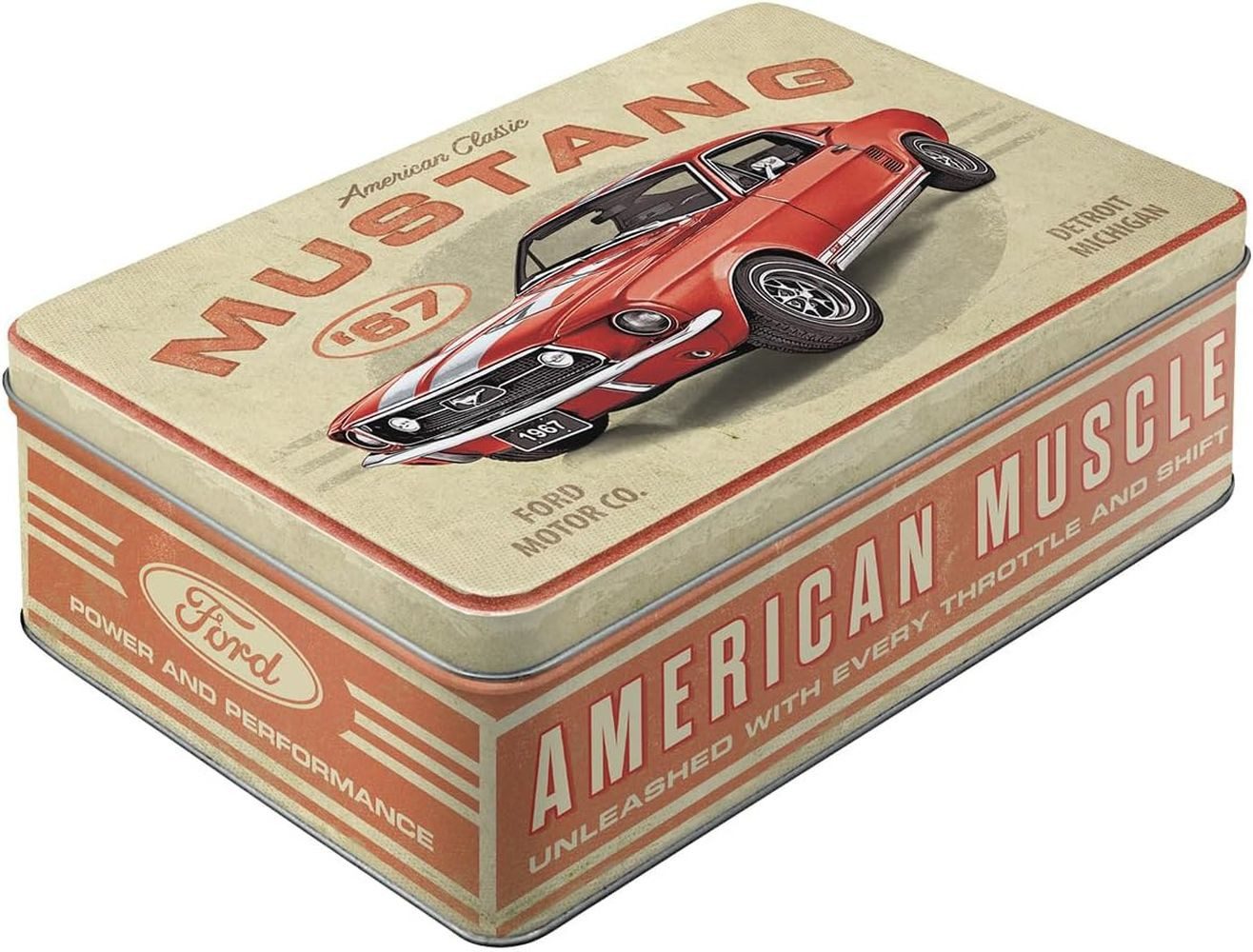 Nostalgic-Art Keksdose Vorratsdose Flach - Ford Mustang - GT 1967 Red