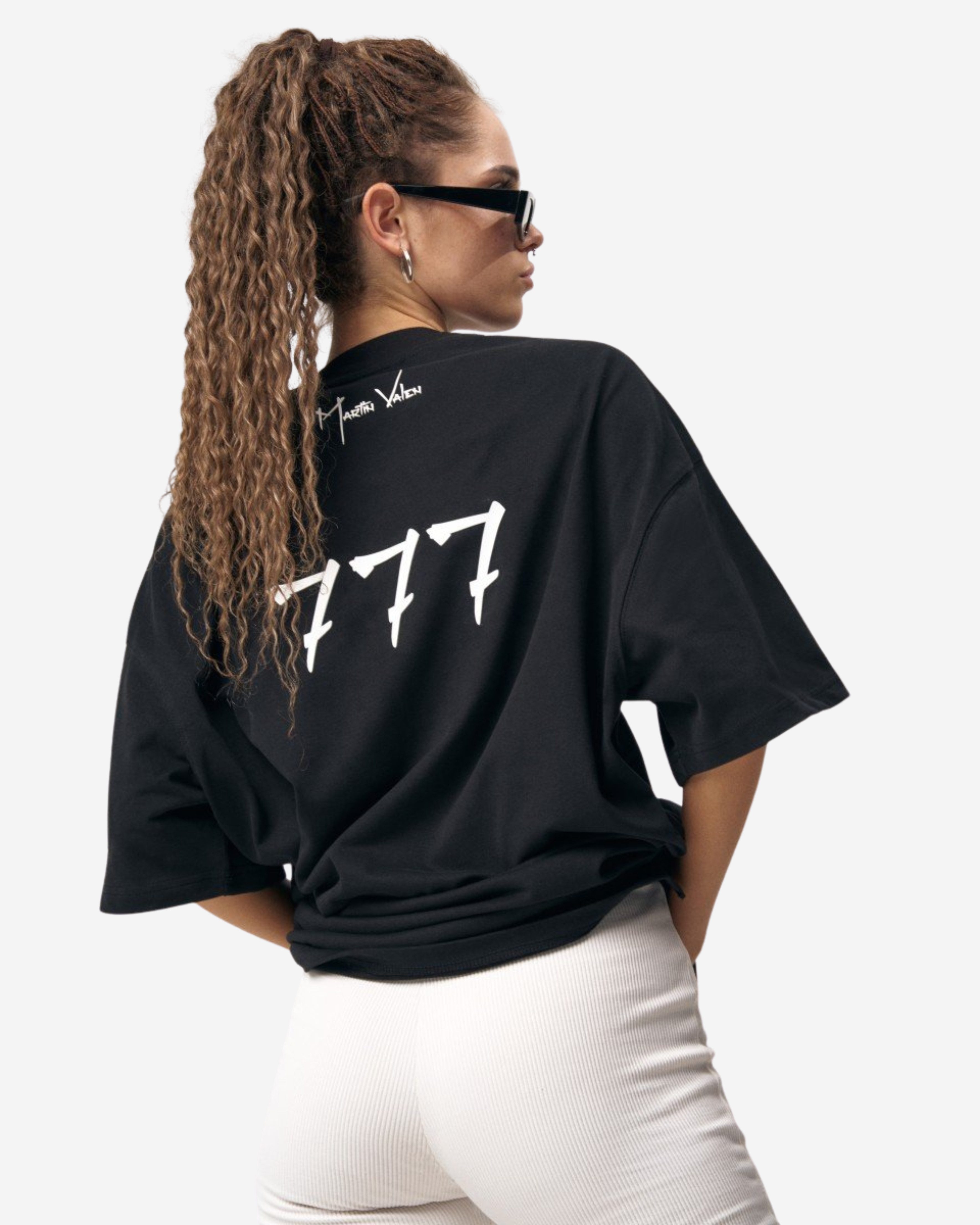 Martin Valen T-Shirt Designer Schwarzes 3D-Druck '777' T-Shirt - Groß