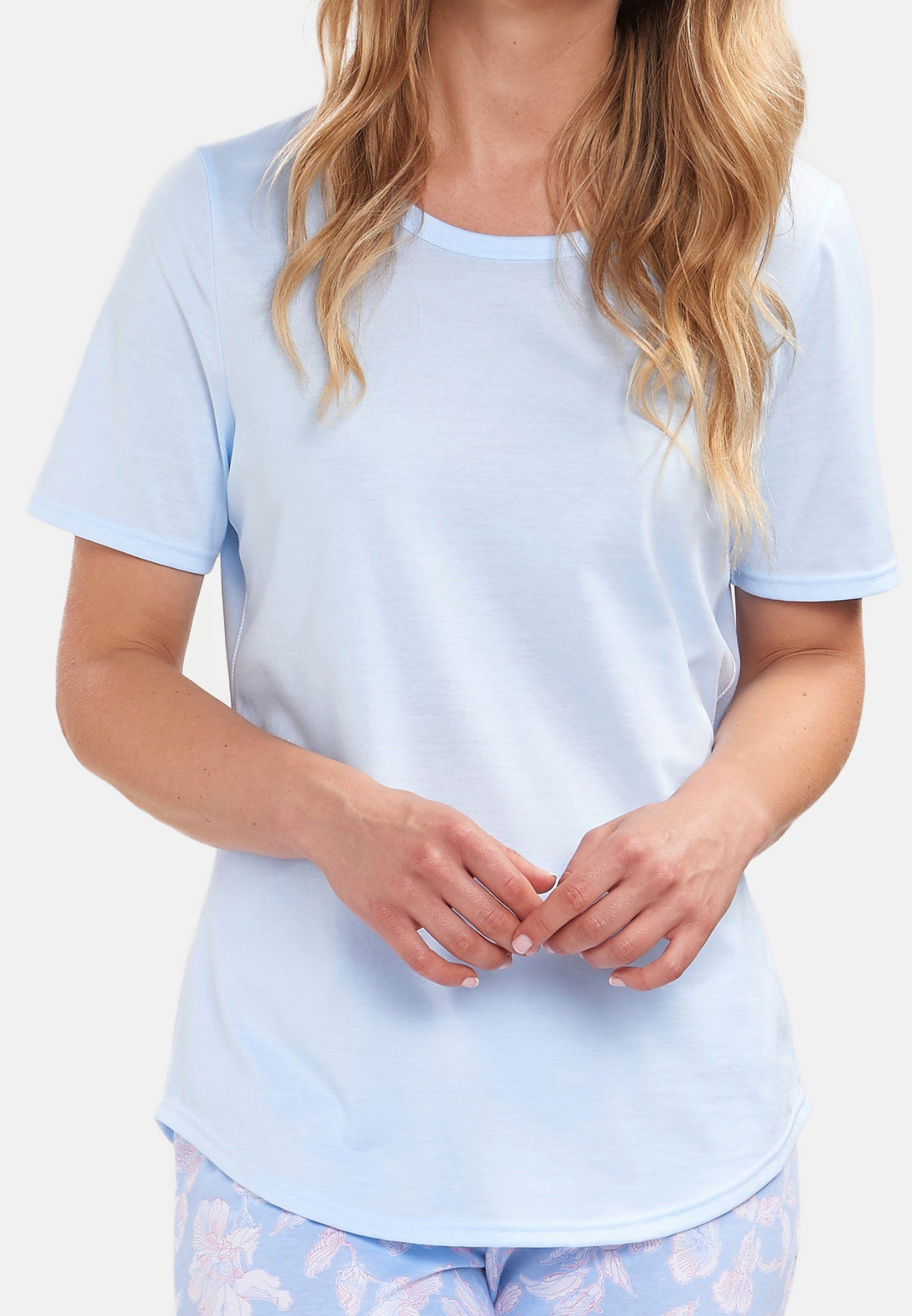 Rösch Pyjamaoberteil Basic (1-tlg) Schlafanzug Shirt kurzarm - Baumwolle - Hochwertig verarbeitet Arctic Blue