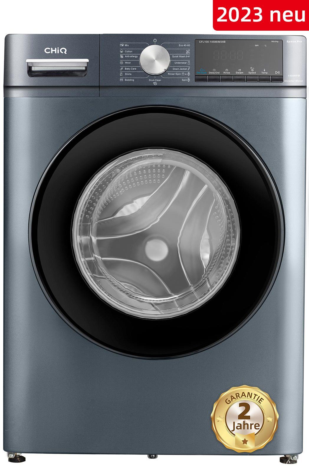 CHiQ Waschmaschine Kindersicherung Dampfwäsche, kg, U/min, 1400 Inverter-Motor, 10 CFL100-14586IM3XB, Schnellreinigung