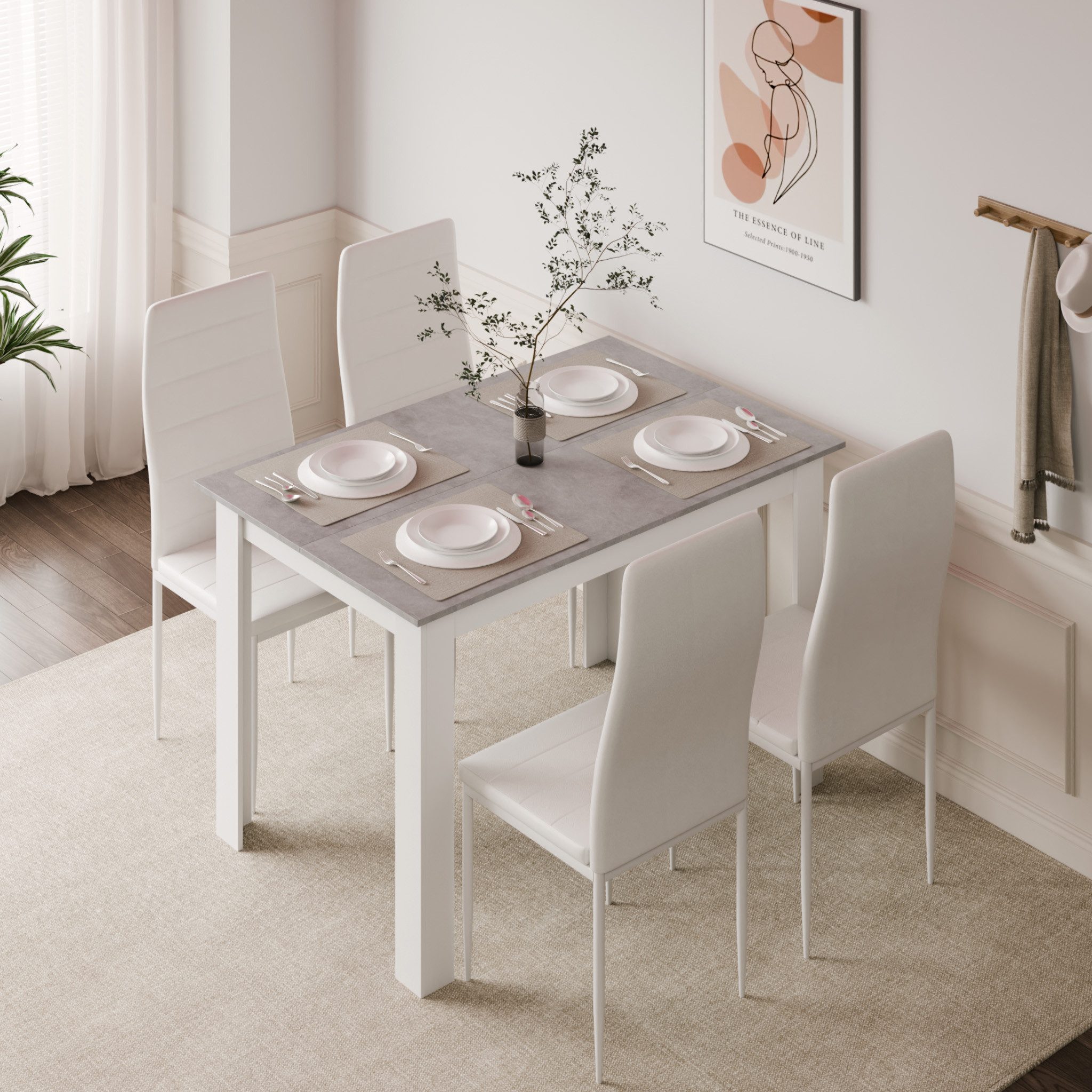 Mondeer Essgruppe Esszimmergruppe (Set, 5-tlg), (1 Tisch + 4 Stühle), Spanp günstig online kaufen