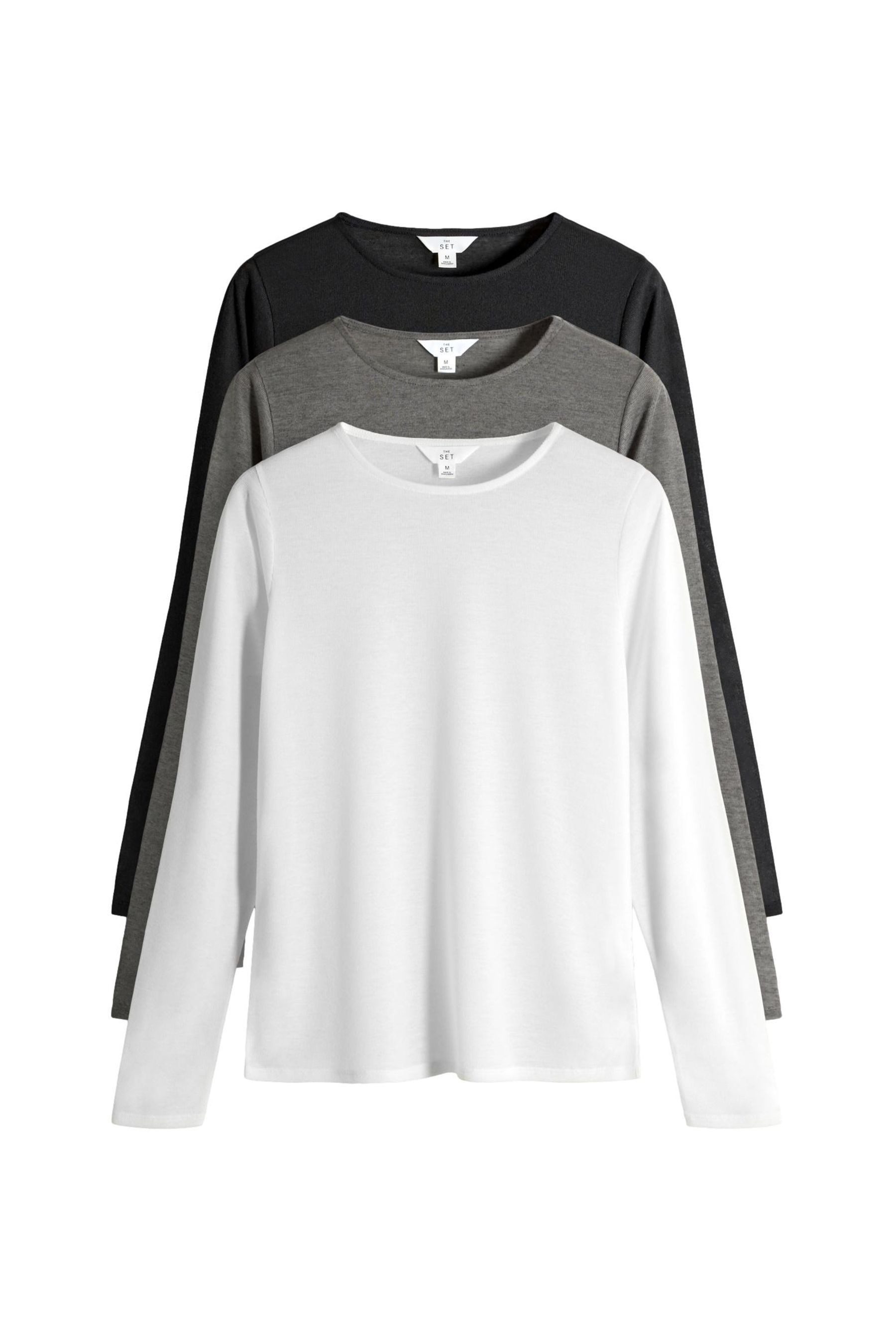 The Set Langarmshirt The Set Transparente Langarmshirts, 3er-Pack (3-tlg) günstig online kaufen
