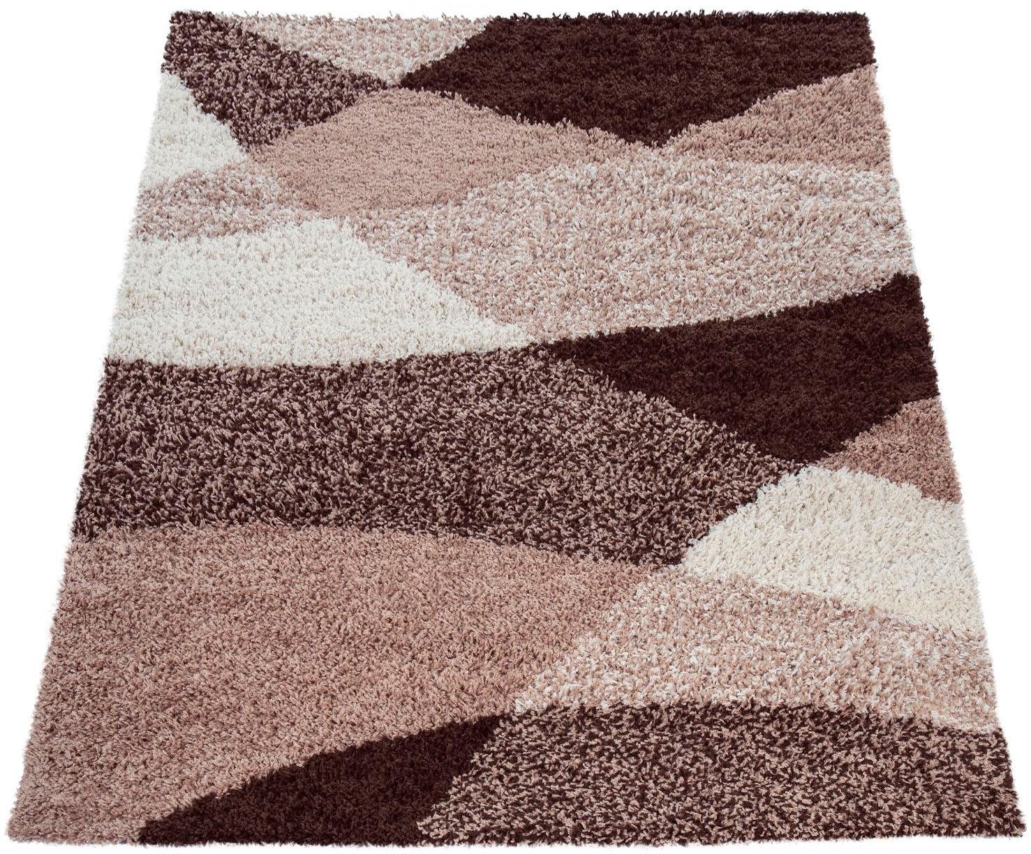 Paco Home Hochflor-Läufer Mango 308, rechteckig, Höhe: 34 mm, Teppich-Läufer, weicher Shaggy, modernes Design