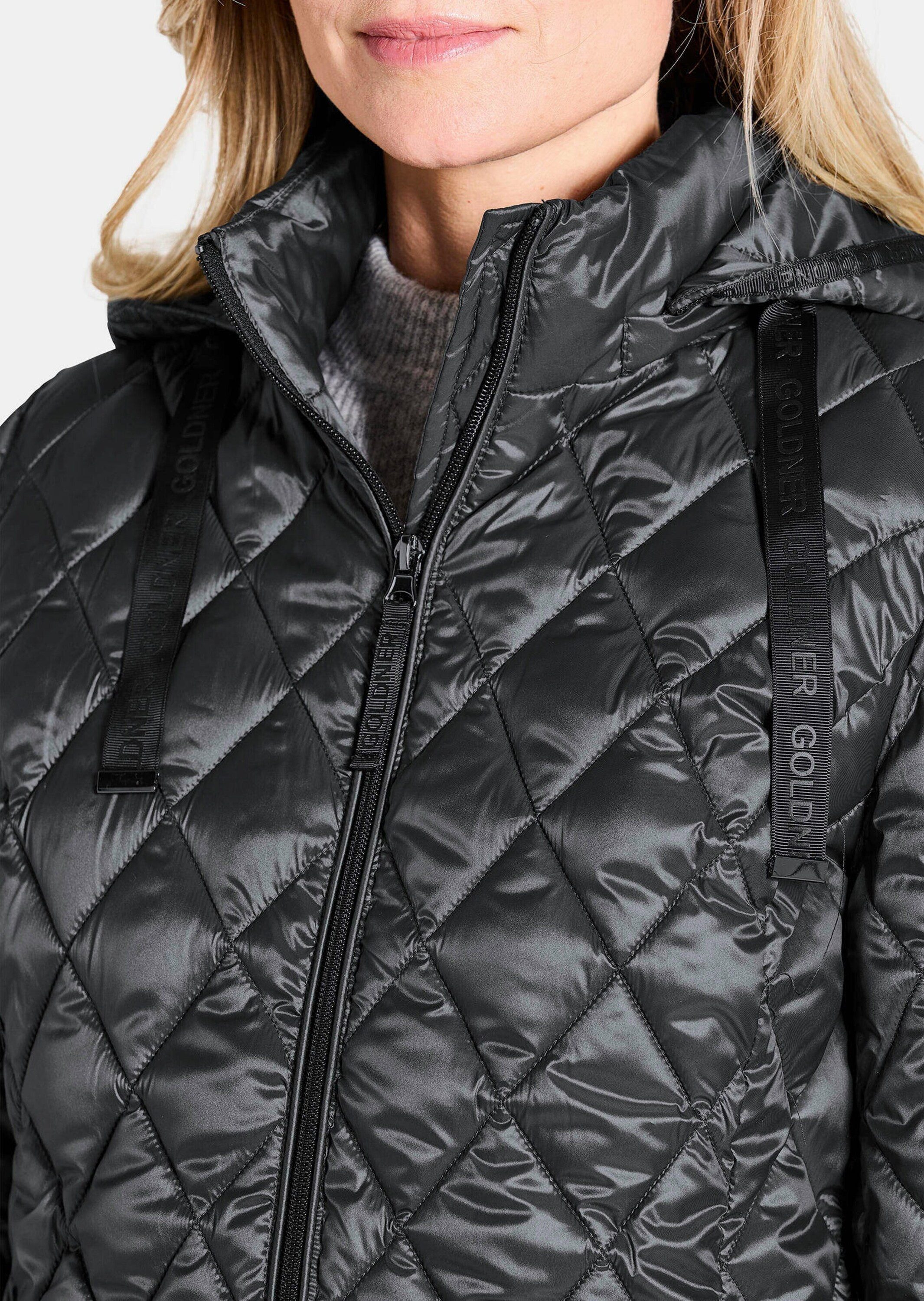 GOLDNER Outdoorjacke Kurzgröße: Winterjacke mit Metallic-Glanz Kapuzenjacke mit Stehkragen, 2-Wege-Reißverschluss und Langarm