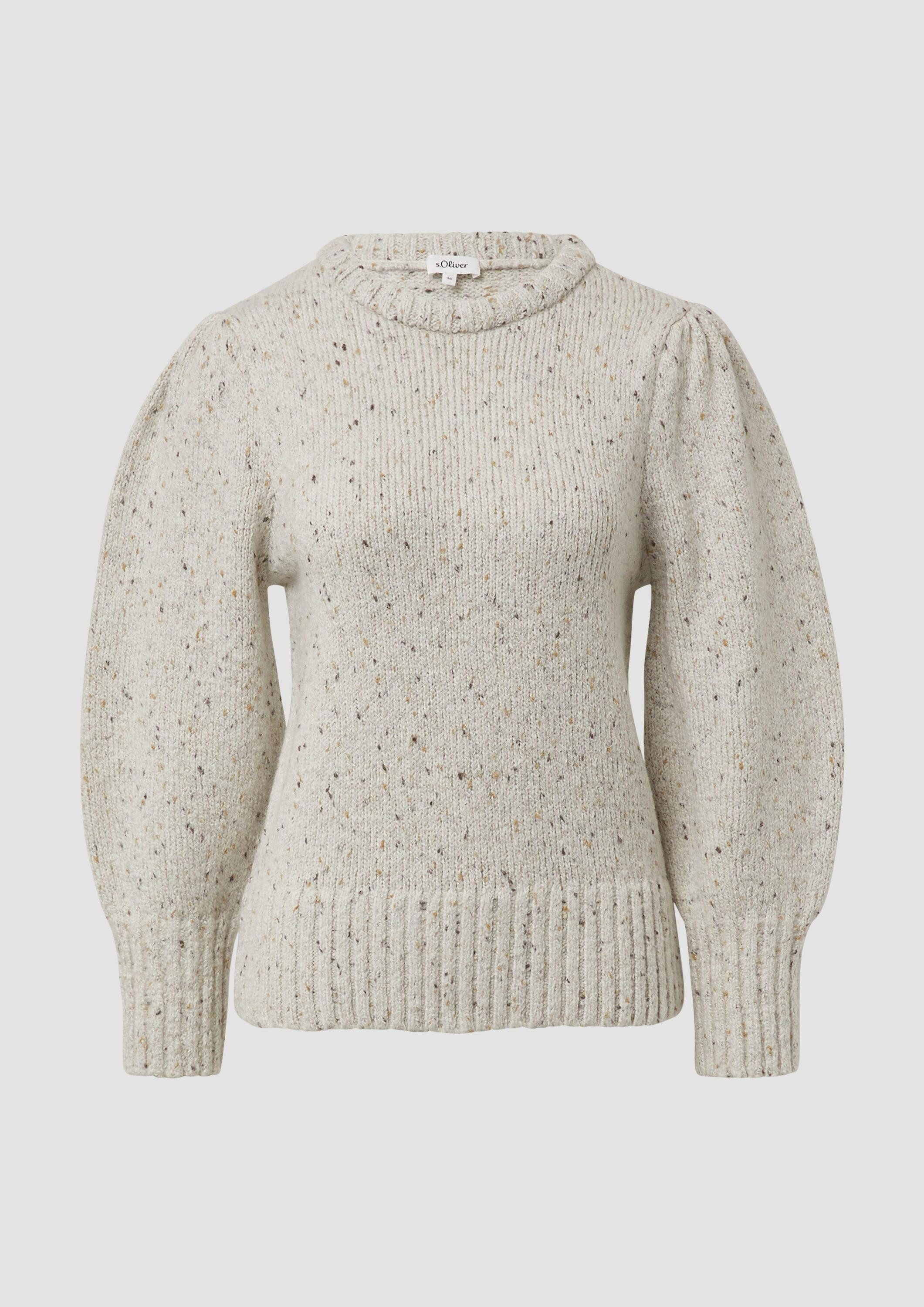 s.Oliver Longpullover Strickpullover Strickpullover mit Puffärmeln aus Baumwollmix