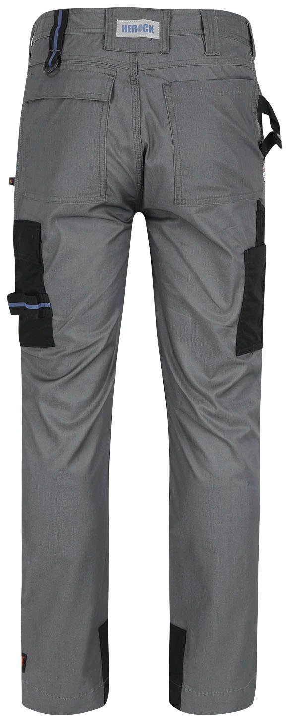 Stretch, mehrere Viele Herock Farben Capua grau Arbeitshose Coolmax® Hose -Techn.; leicht Taschen, mit