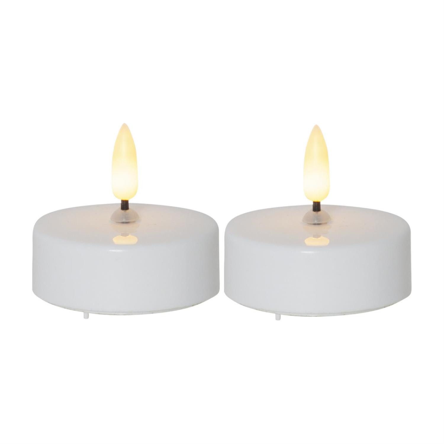 LED-Kerze LED Maxi Teelichter flackernde 3D Flamme Timer D: 5,8cm 2er Set