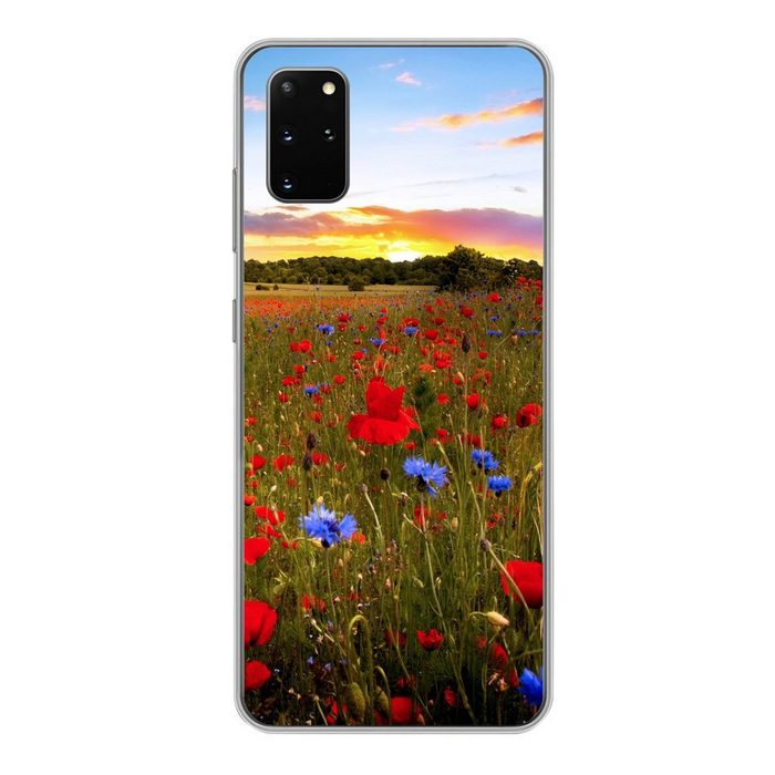 MuchoWow Handyhülle Blumenwiese - Mohnblumen - Rot Phone Case Handyhülle Samsung Galaxy S20 Plus Silikon Schutzhülle