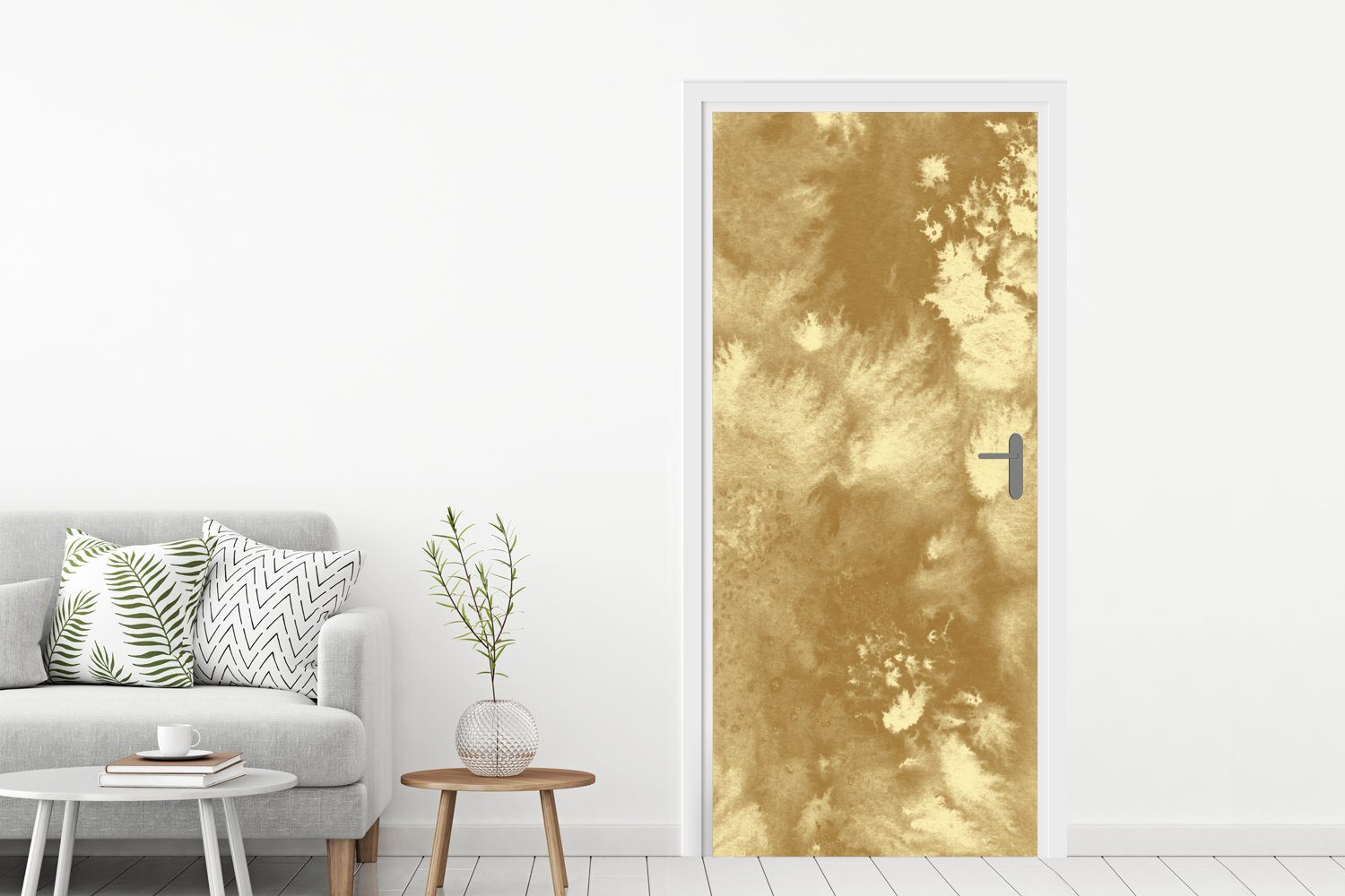 MuchoWow Türtapete Gold - cm Tür, Abstrakt, bedruckt, Türaufkleber, Fototapete für St), 75x205 Farbe Matt, - (1