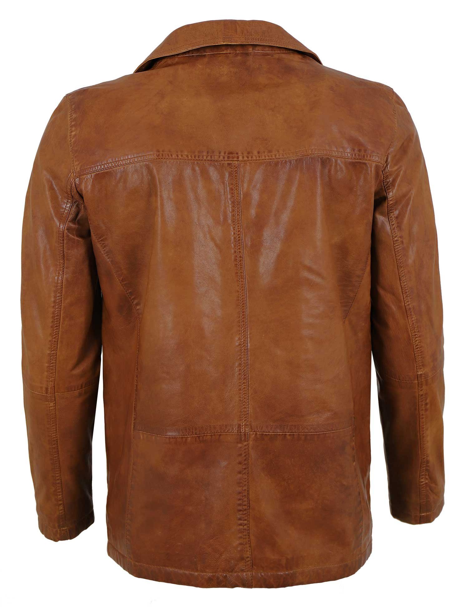 Maddox Lederjacke Maddox - Herren Lederjacke Sakko Lammnappa cognac