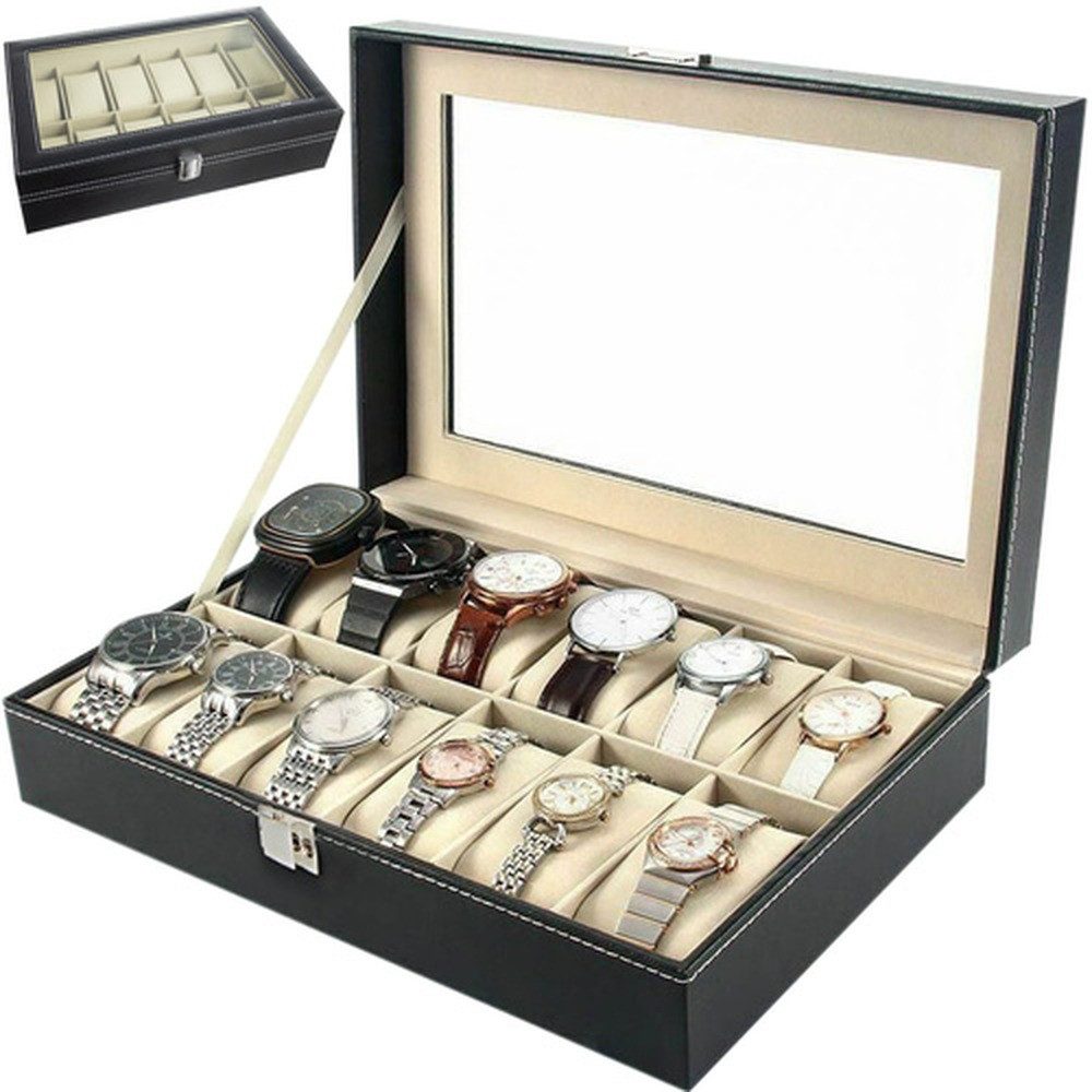 soulima Uhrenbox Schmuckbox Uhrenorganizer (Spar-Set, 1 St., 3-in-1), schützen Accessoires vor Kratzern und halten sie ordentlich getrennt