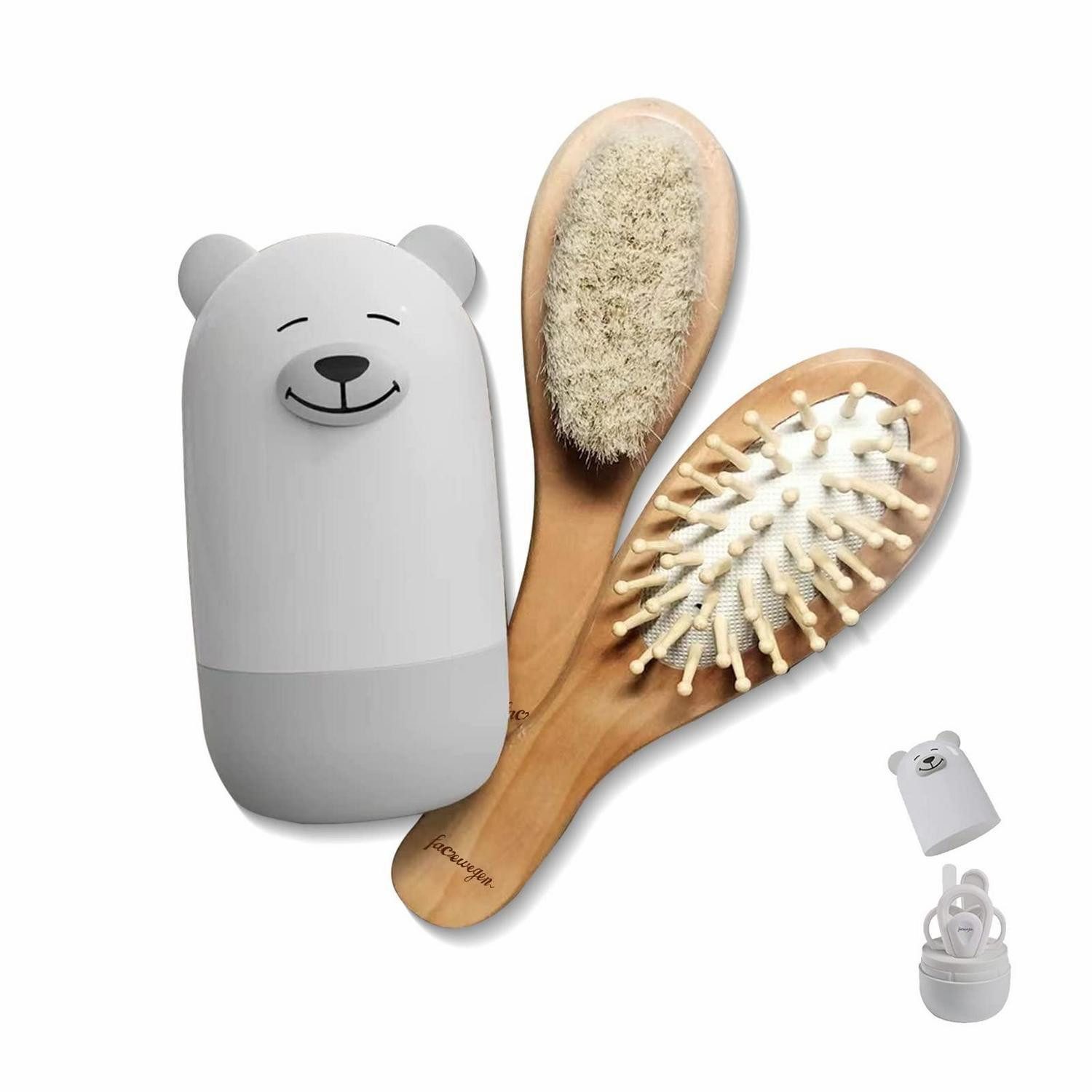 LuxusKollektion Nagelknipser-Set Baby Pflege-Set 6in1, Holz & Edelstahl