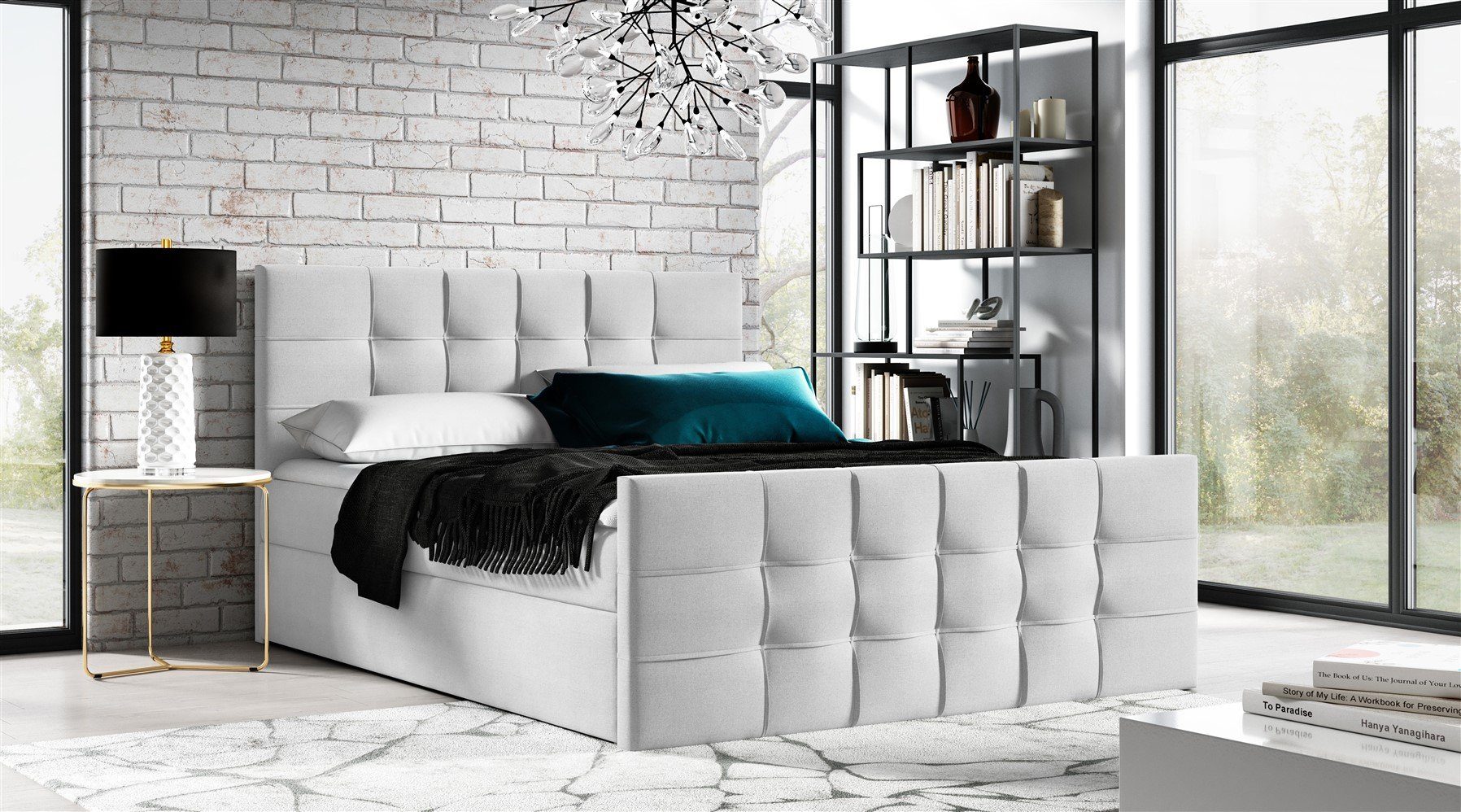 Fun Möbel Boxbett Schlafzimmerbett OVIEDO LUX Überlänge (inkl. Bettkästen, inkl. Kaltschaumtopper), Überlänge (220cm)