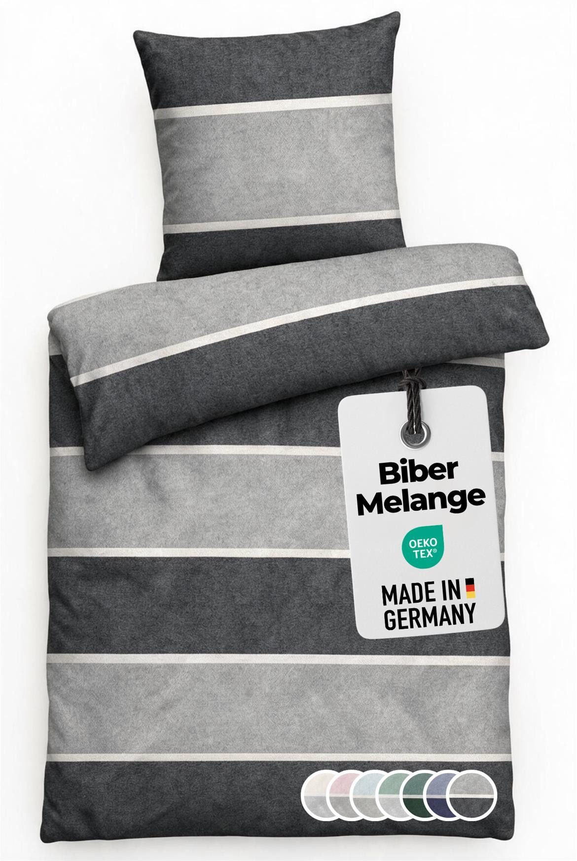 Carpe Sonno Bettwäsche Biber Flauschige Bettwäsche Winter Flanell Baumwolle 135x200 / 155x220, Biber, 2 teilig, MADE IN GERMANY - Warme Kuschelbettwäsche - 155 x 220 - Anthrazit Grau