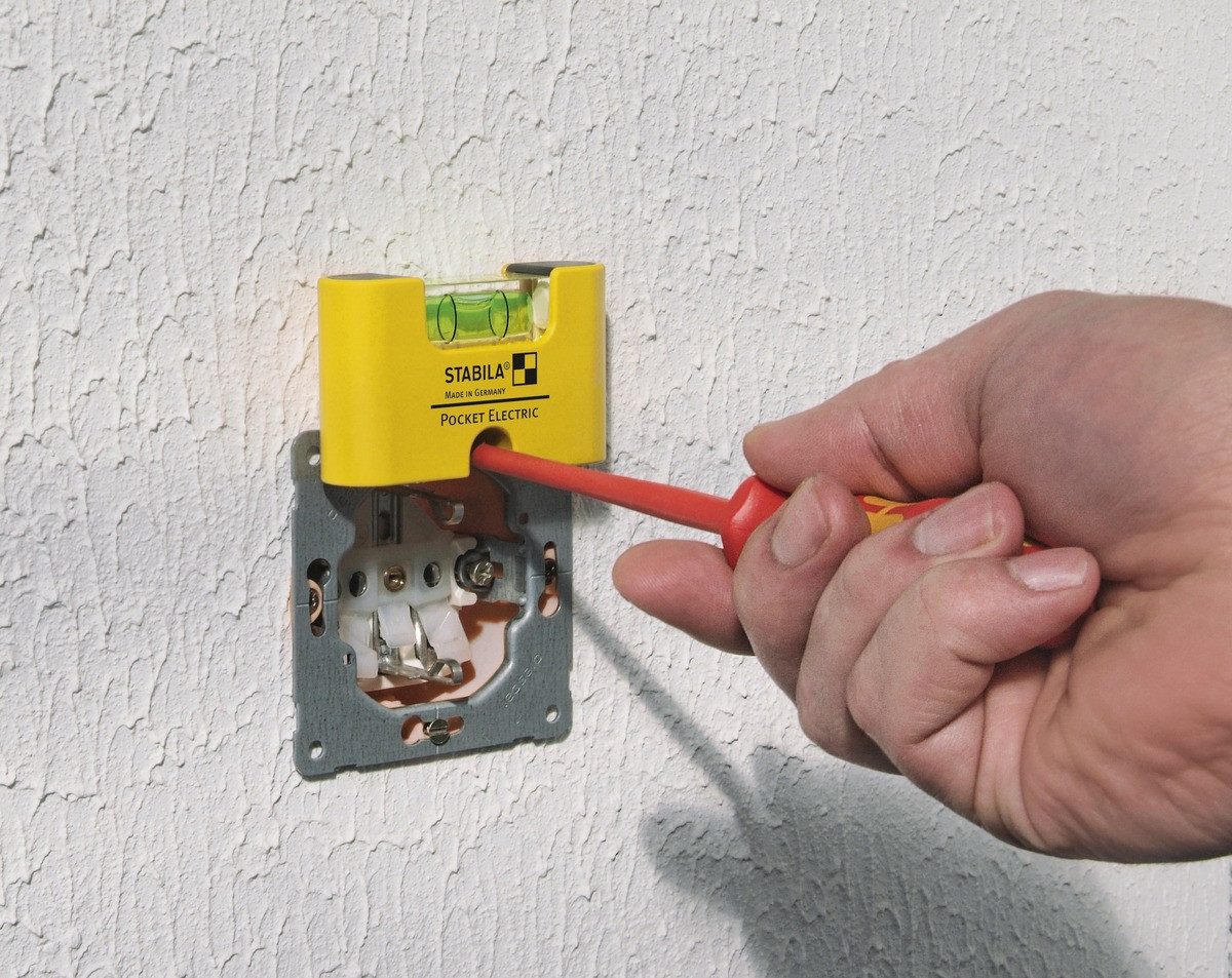 Wasserwaage STABILA Wasserwaage 7 cm Pocket Electric mit Gürtel-Clip
