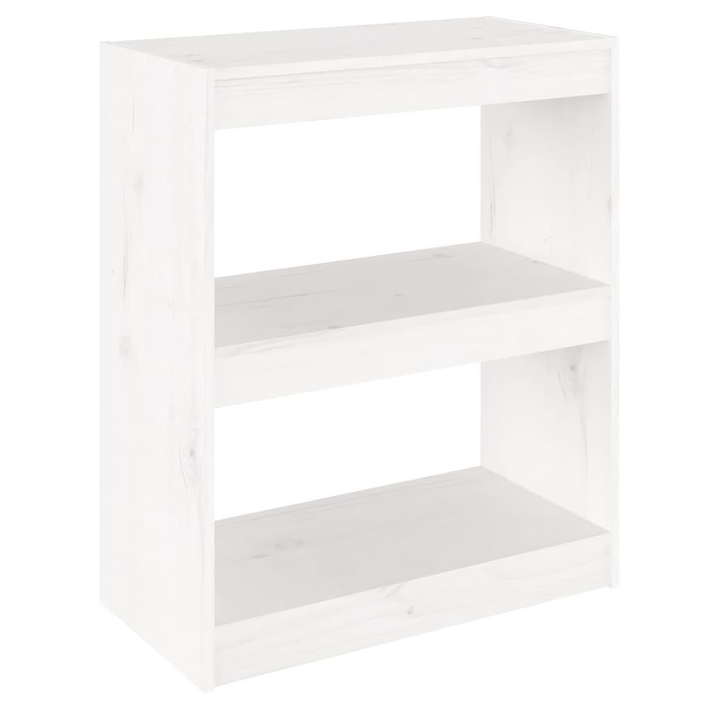 Massivholz Bücherregal 60x30x71,5 Bücherregal/Raumteiler Kiefer cm Weiß furnicato