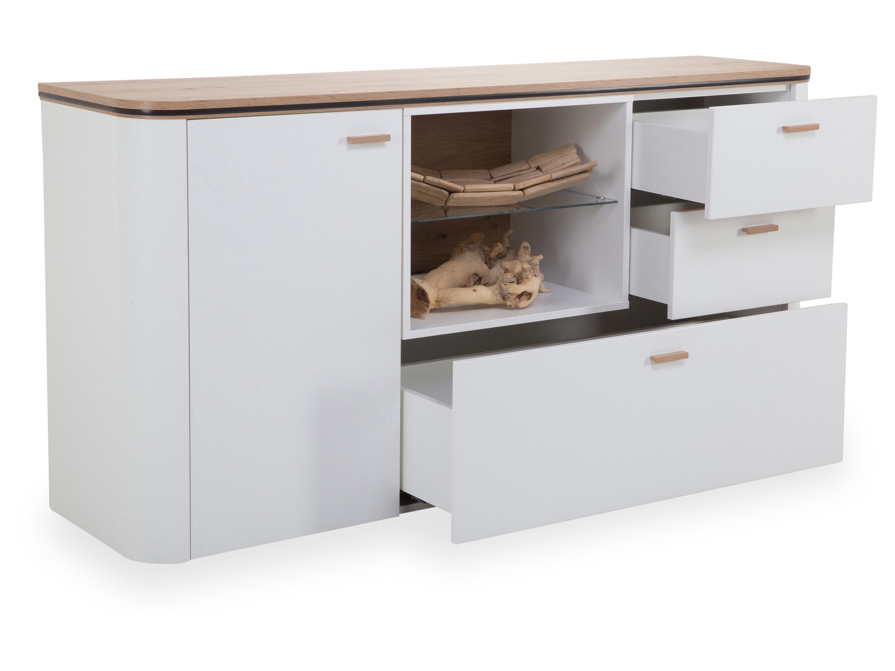 SANSIBAR Living Sideboard Sideboard SANSIBAR VISTRA BHT 165x85x42 cm weiß Kommode Bürokommode