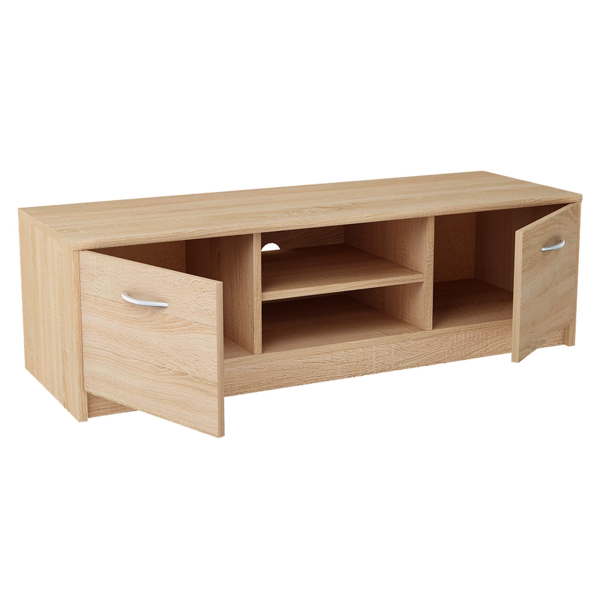 Home Collective TV-Schrank 120cm breit Lowboard mit matter Oberfläche Fernsehtisch (abgerundete Kante und Metall-Rollschienen Fernsehkommode) mit 2 Türen und 1  – Bild 4 von 5