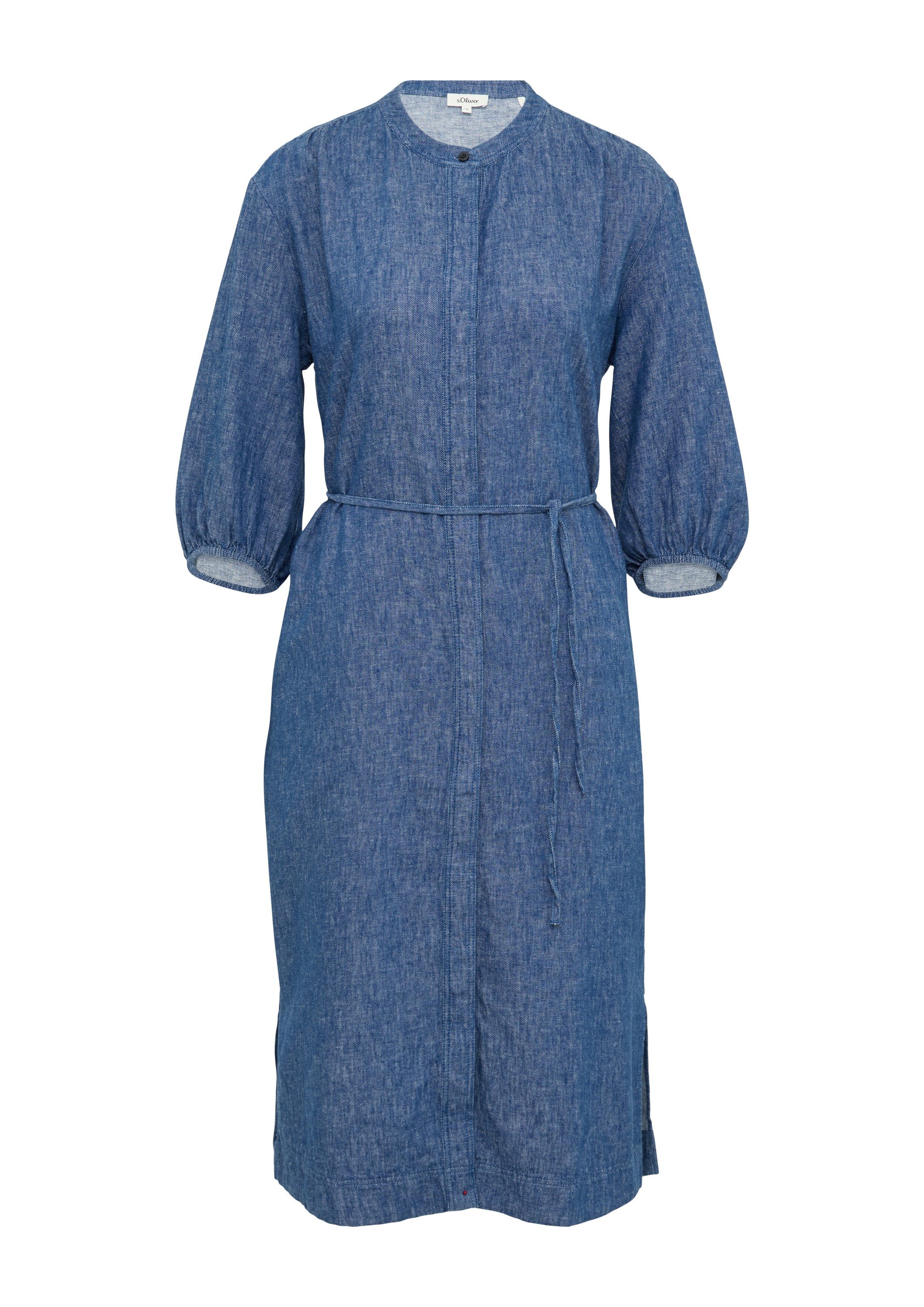 s.Oliver Midikleid Kleid Relaxed-Fit-Midikleid mit Eingrifftaschen und Raff-Details