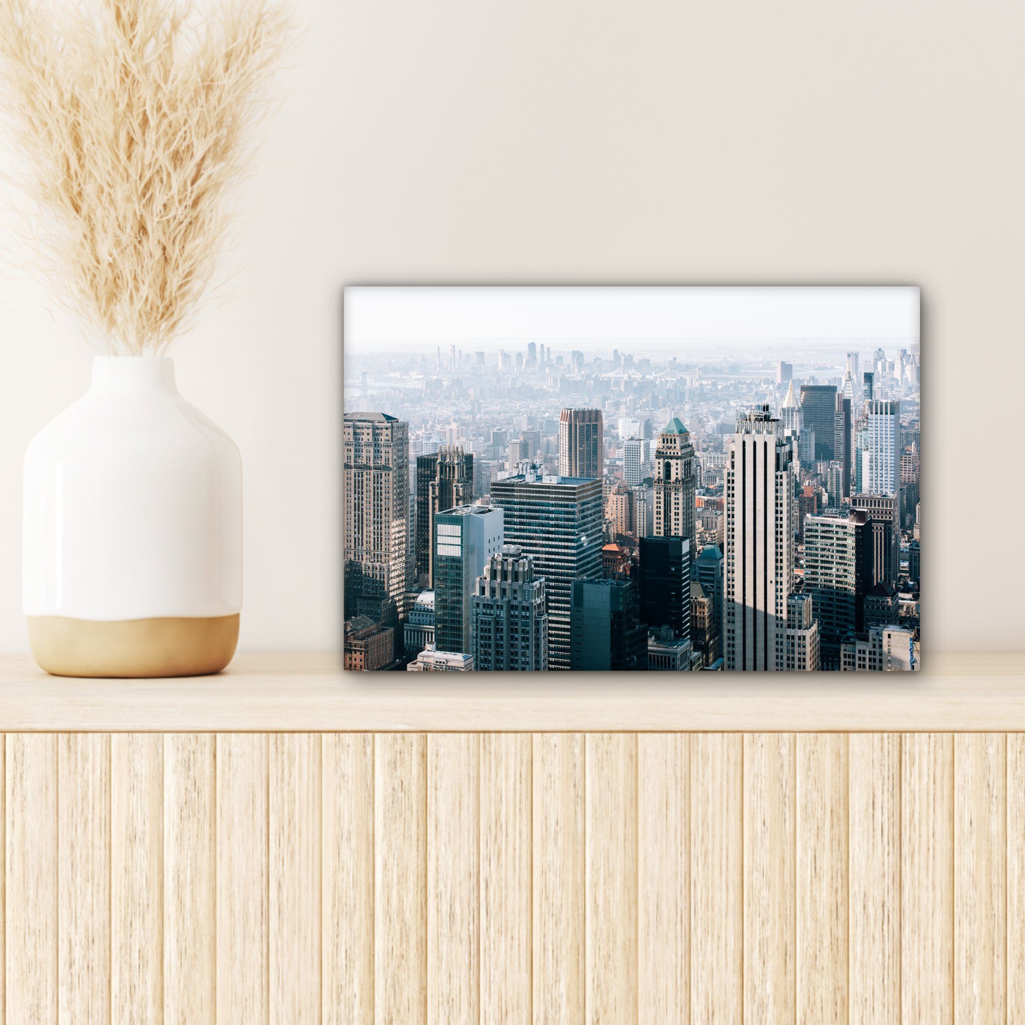 St), 30x20 York - New OneMillionCanvasses® Skyline Wanddeko, - Leinwandbild (1 Aufhängefertig, Leinwandbilder, cm Wandbild Nebel,