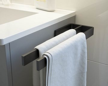 einfachgutemoebel Aufsatzwaschbecken Qualitäts Handtuchhalter Bath-O-Line, 380mm 2Arm Paar, schwarz matt (1-St., SET enthält: Handtuchhalter, Befestigungsmaterial)