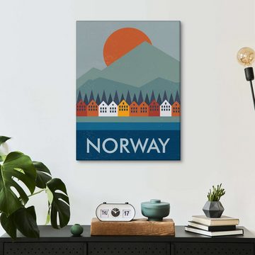 Posterlounge Leinwandbild Swissty, Bergen, Norwegen, Wohnzimmer Vintage Grafikdesign
