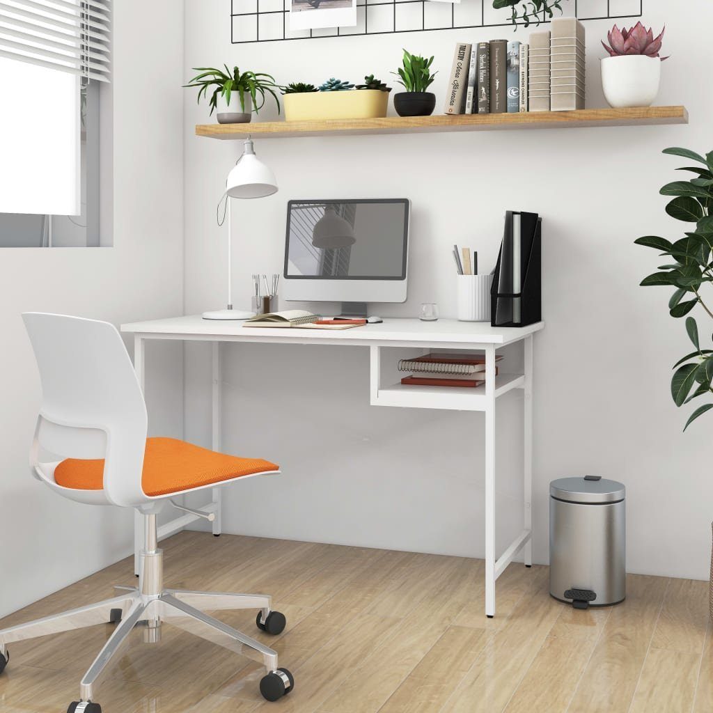 vidaXL Schreibtisch Computertisch Weiß 105x55x72 cm MDF und Metall Weiß | Weiß