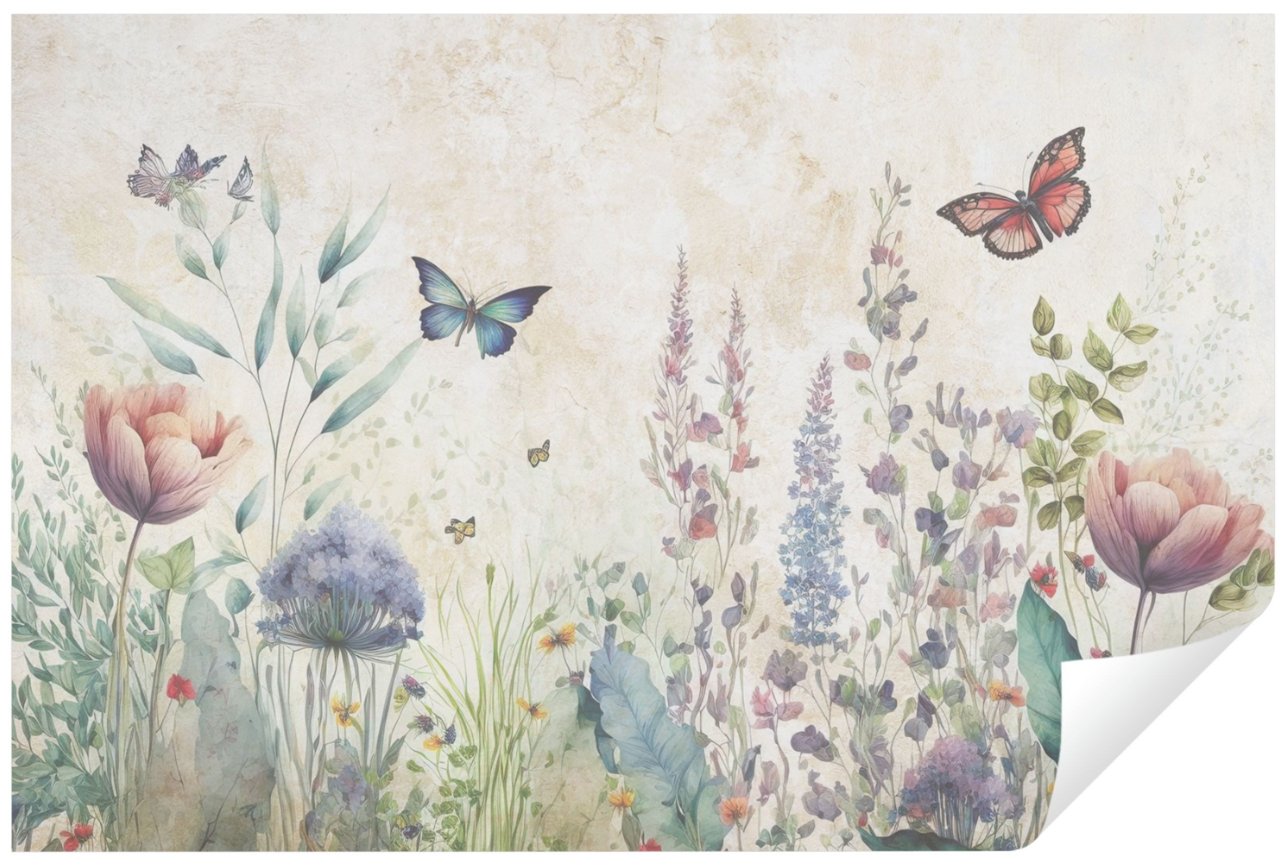 Wallarena Fototapete Blumen Vintage Wiese Vlies günstig online kaufen
