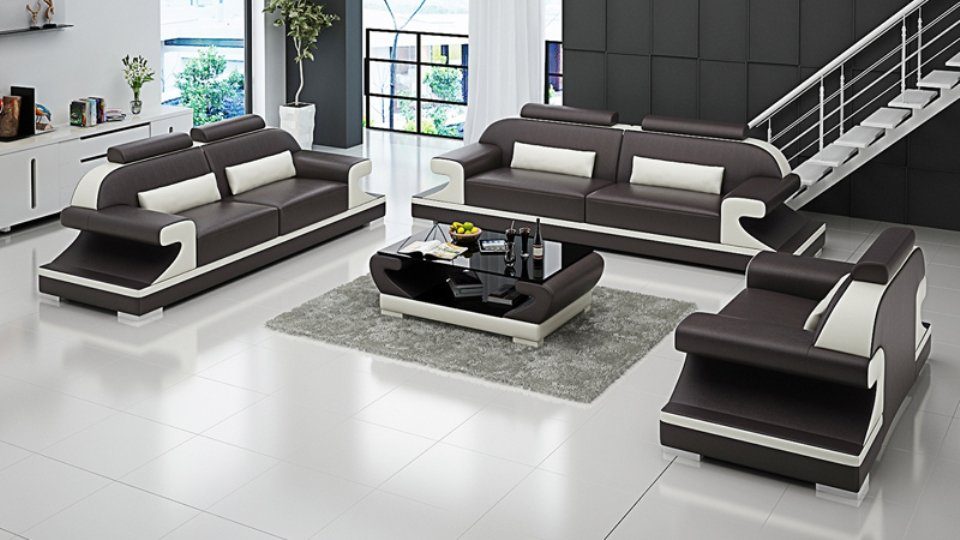 Made JVmoebel 3+2+1 in Europe moderne Sitzer Garnitur Weiße Sofa Neu, Wohnlandschaft