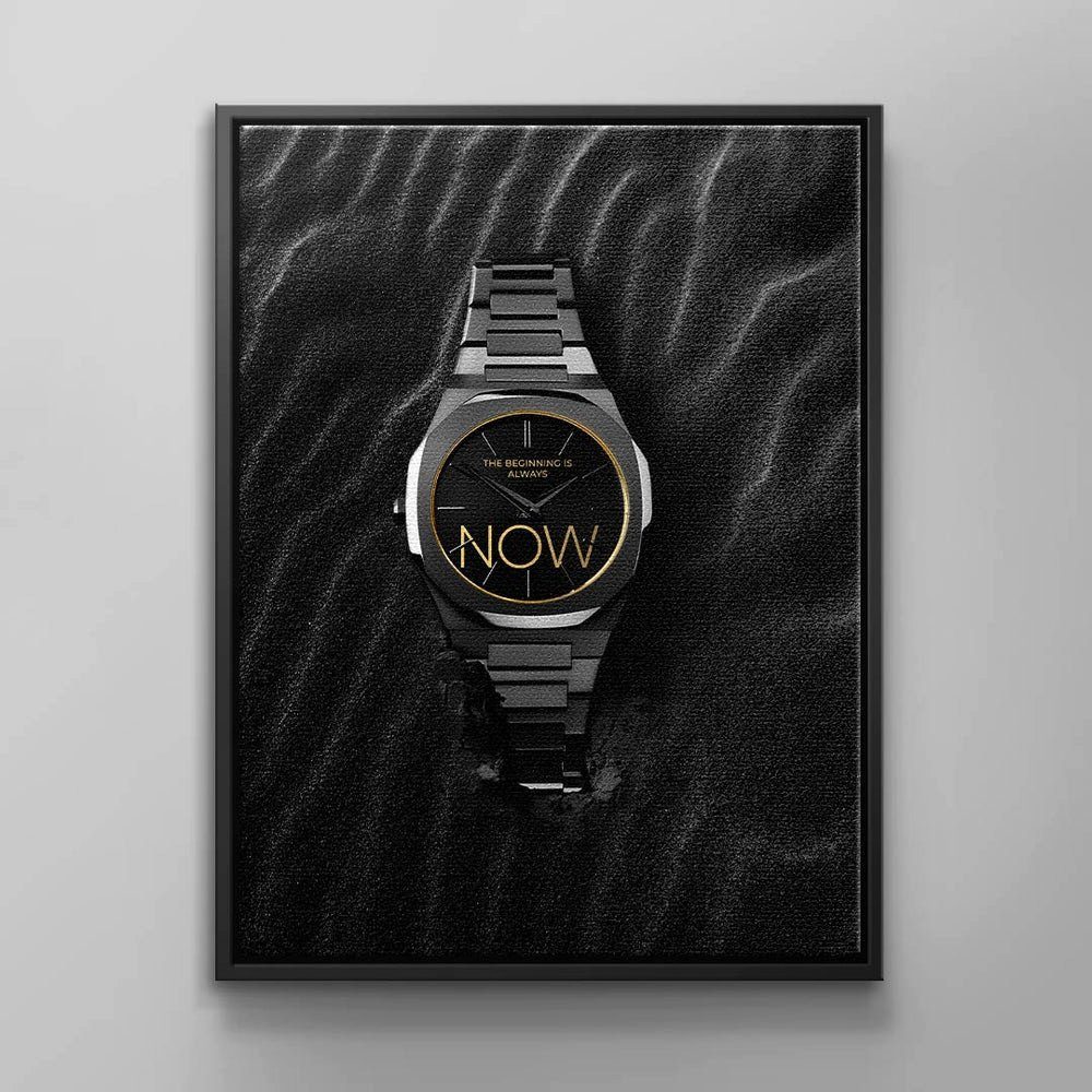 DOTCOMCANVAS® Leinwandbild, GRAPHIT, Premium Leinwandbild Rahmen schwarzer Uhren Attitude Pure Motiv 