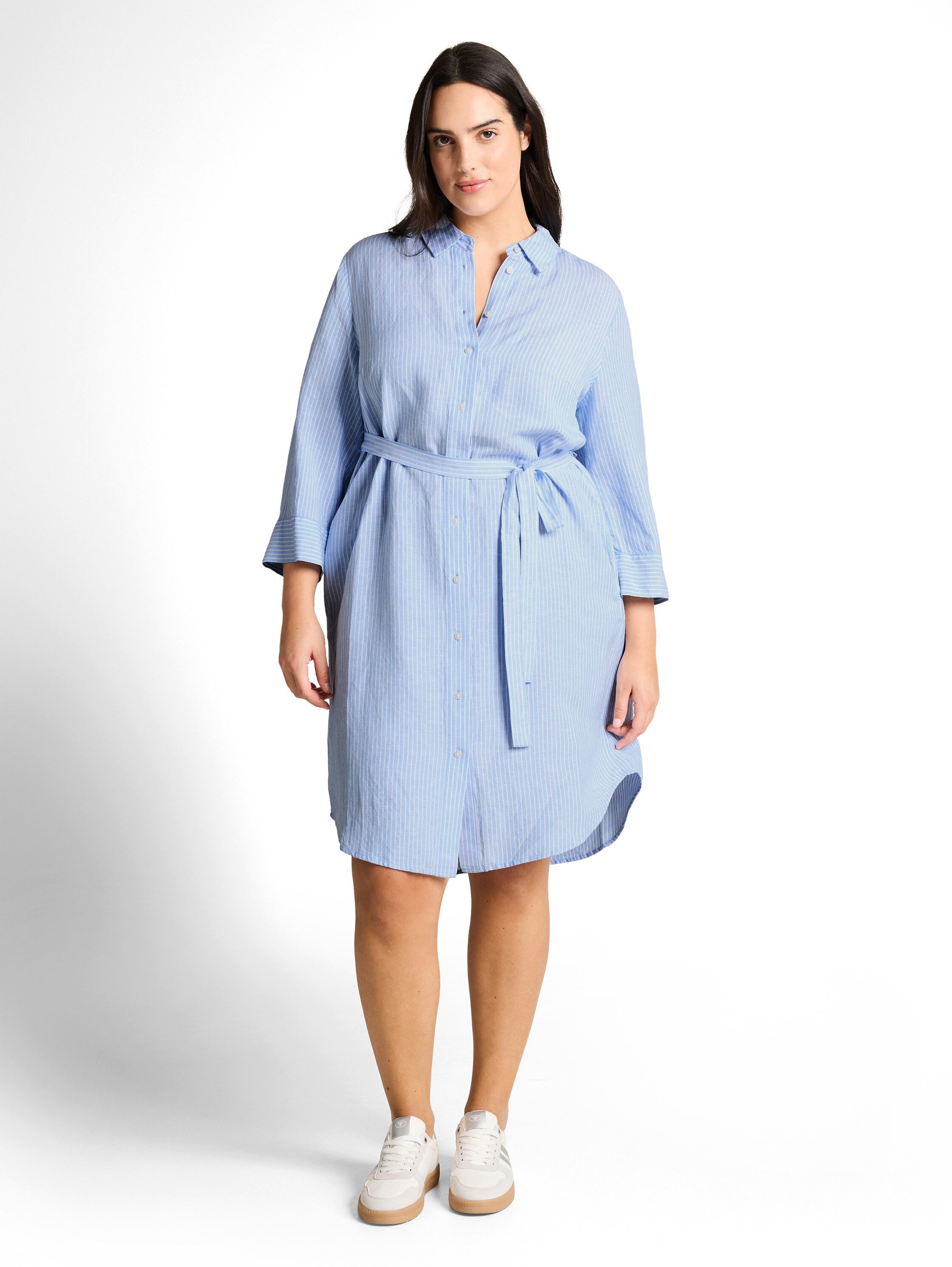 TOM TAILOR PLUS Hemdblusenkleid Sommerkleid m Streifen-Look / Große Größen