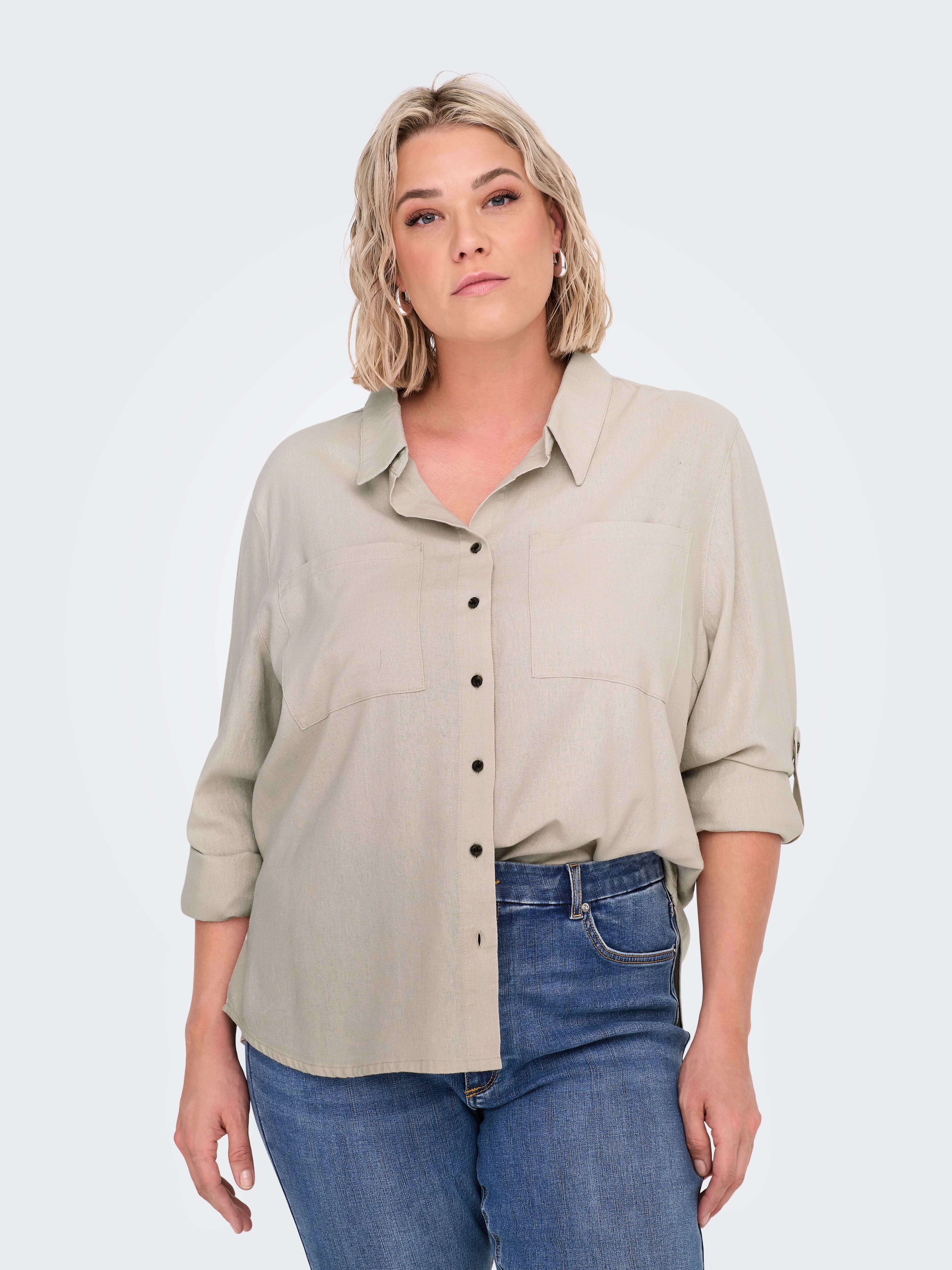 ONLY CARMAKOMA Langarmbluse CARYASMIN-CARO L/S LINEN SHIRT PNT günstig online kaufen