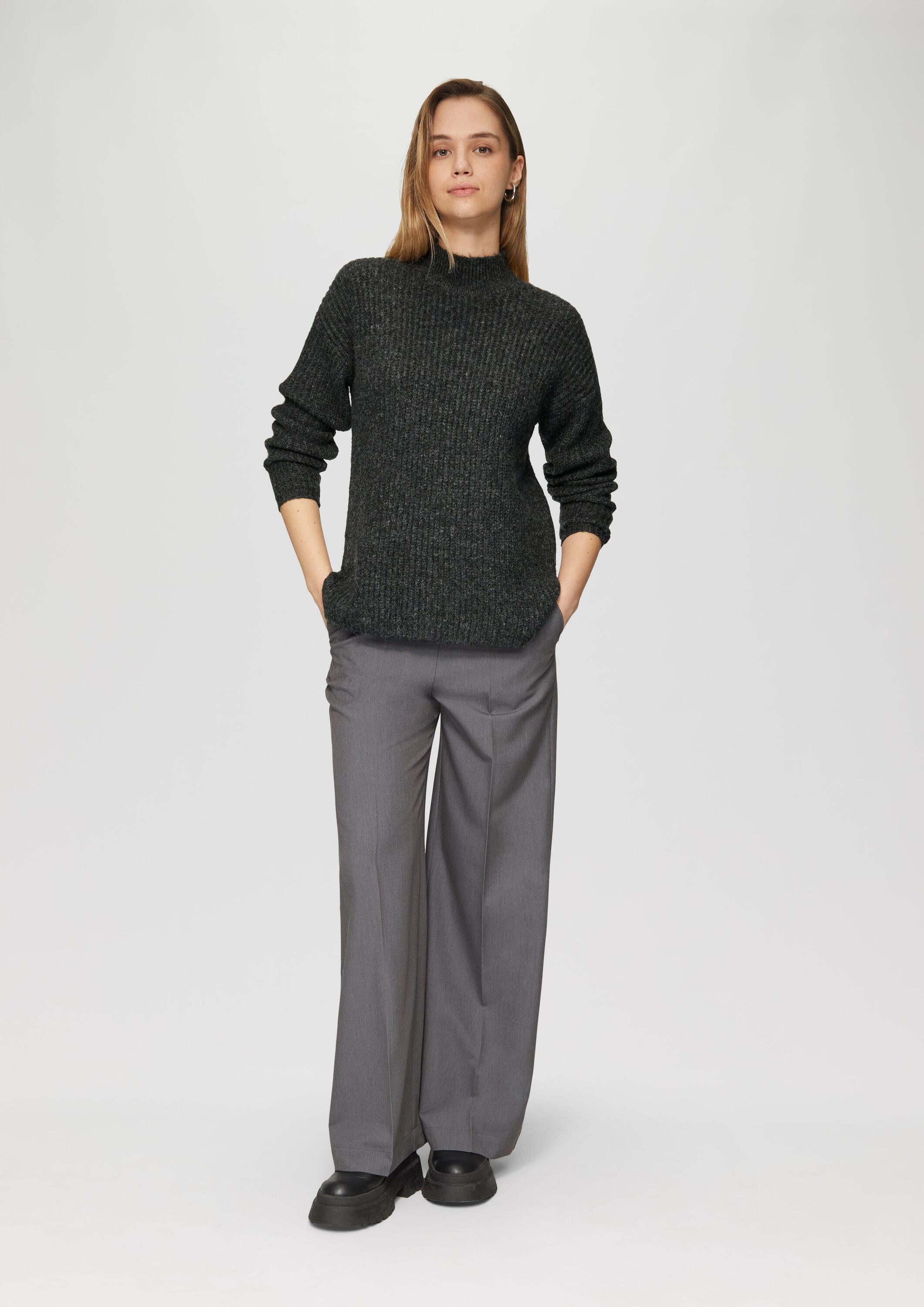 QS Longpullover Strickpullover Weicher Strickpullover mit Rippstruktur