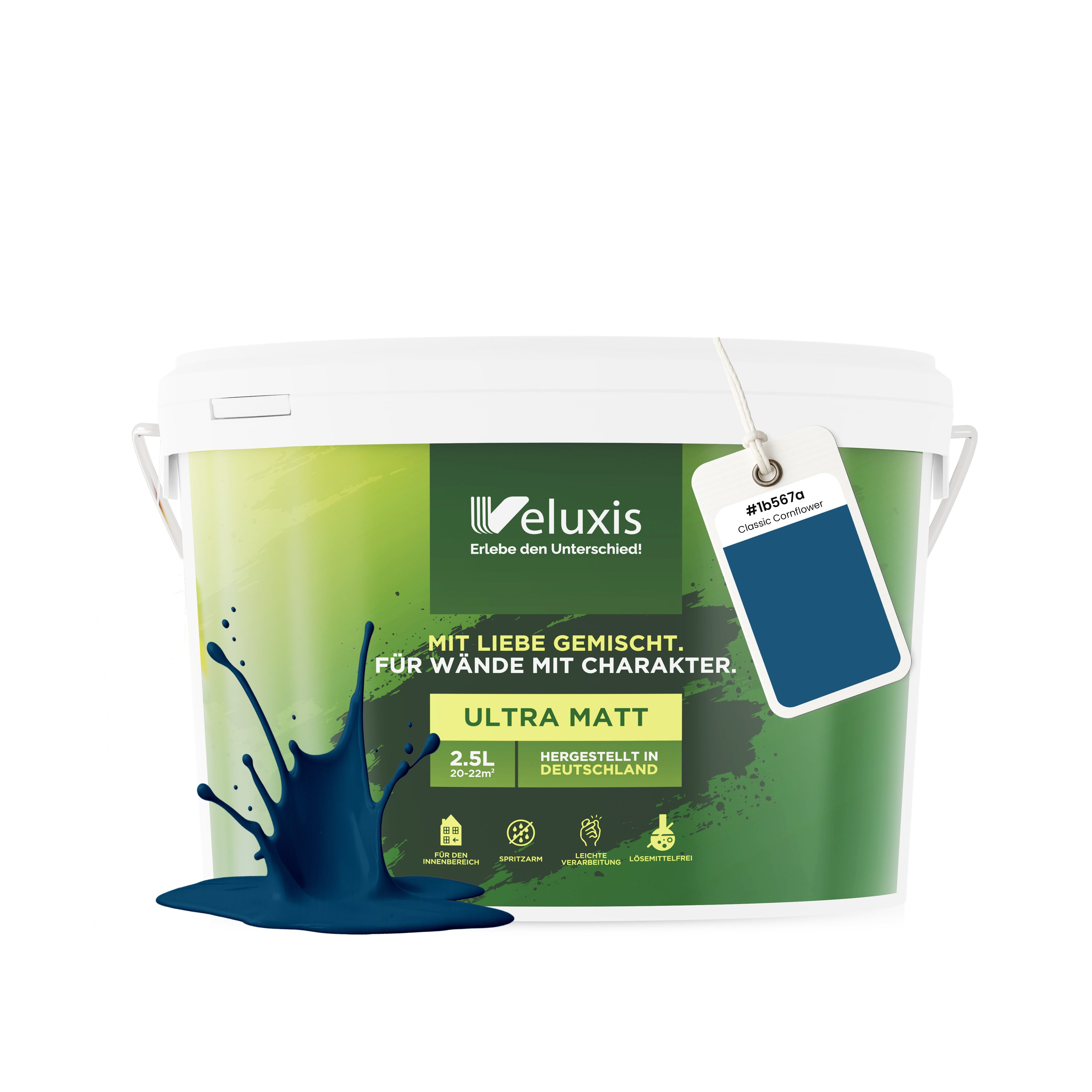 Veluxis Wandfarbe Veluxis® Wandfarbe Universal, Deckkraft-Klasse 1, Streifenfrei, tropfarm & VOC-frei