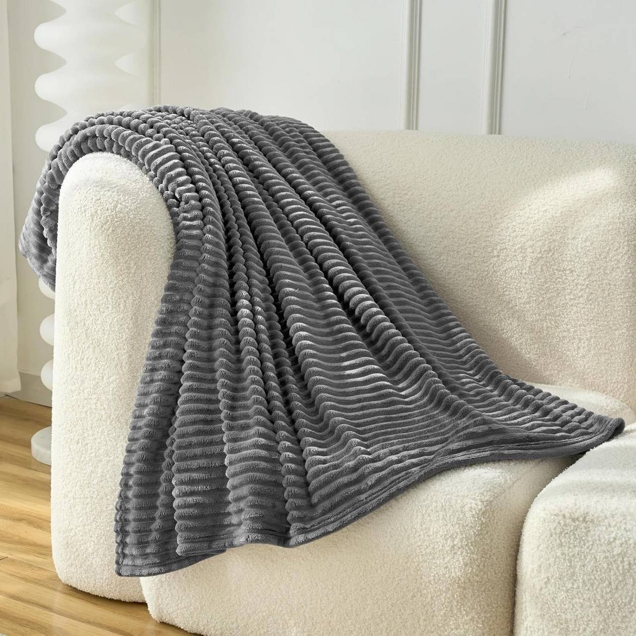Wohndecke, Woltu, Kuscheldecke Flanell mit Streifenmuster