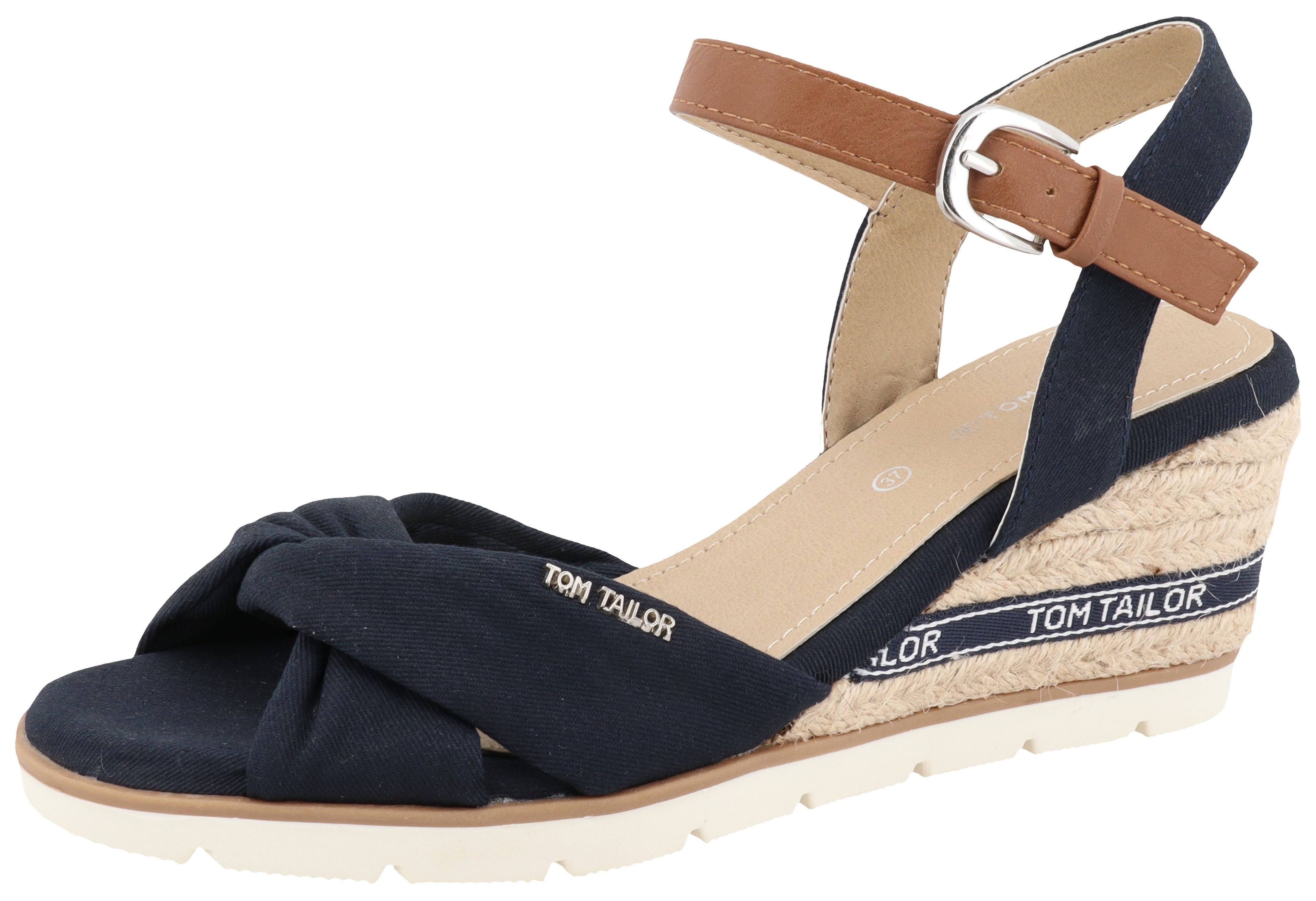 TOM TAILOR Isabel Keilsandalette Riemchensandale, Sommerschuh mit Logoschri günstig online kaufen