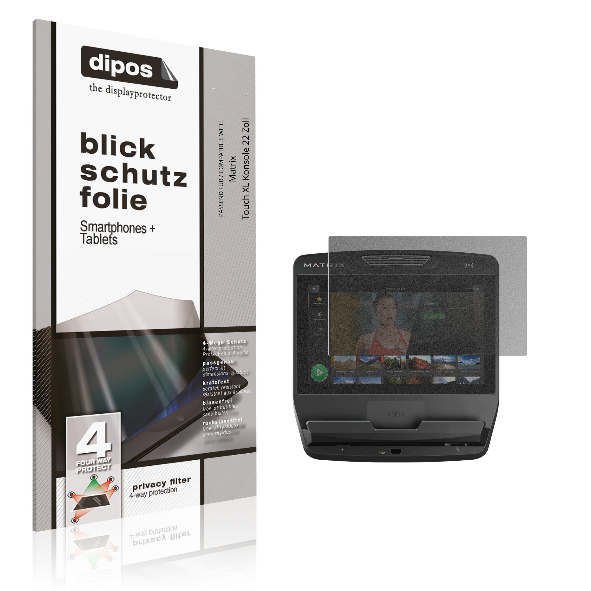 dipos Displayschutzfolie Schutzfolie für Matrix Touch XL Konsole 22 Zoll, 1 Stück, Displayschutz Schutz Folie Made in Germany