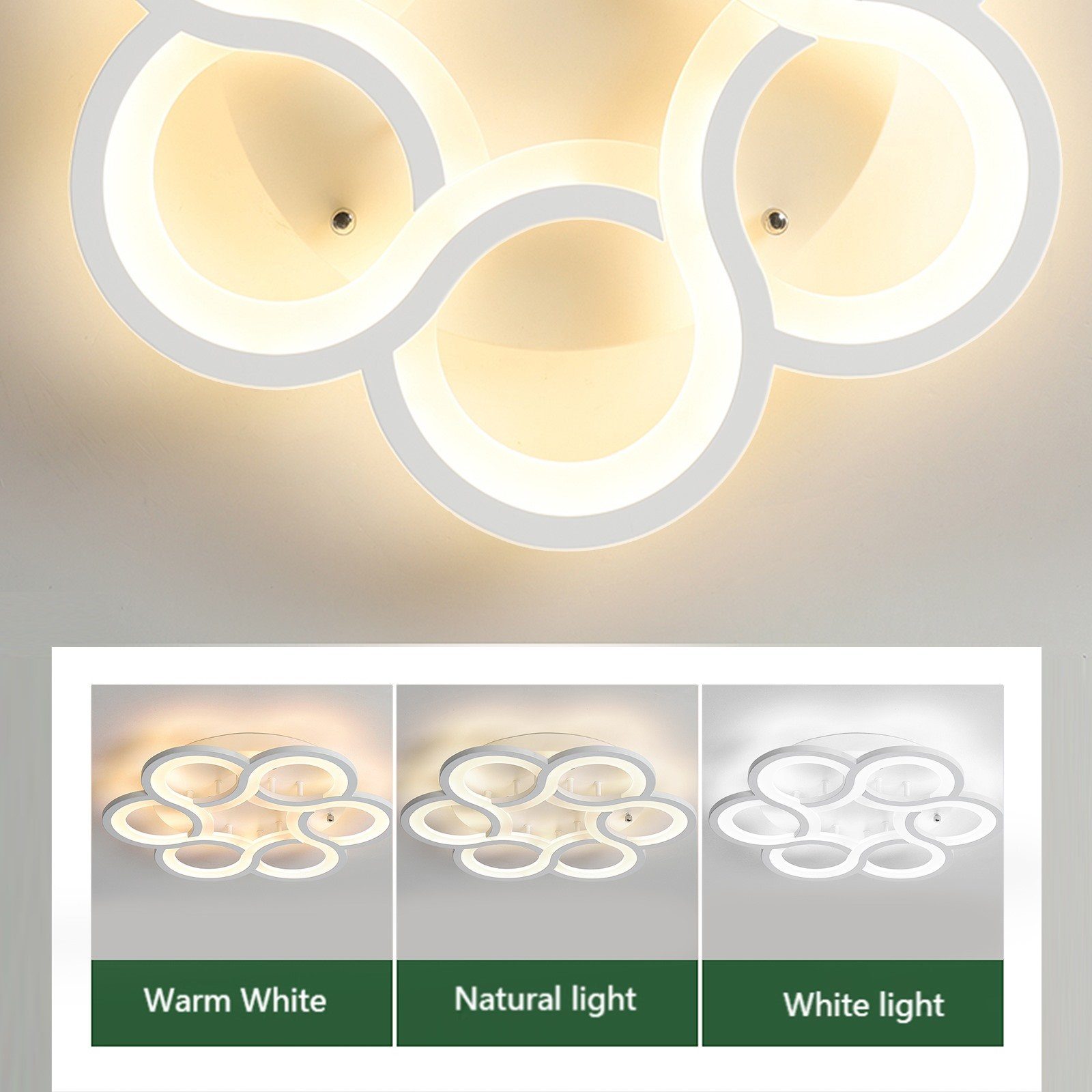 dimmbar Neutralweiß,Warmweiß,Kaltweiß, Fernbedienung, 43W Deckenlampe LED Dimmbar Modern Deckenleuchten LED Daskoo Deckenleuchte Weiß stufenlos Wohnzimmerlampe fest integriert,