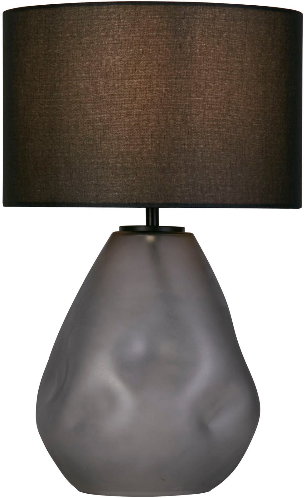 Searchlight Tischleuchte Devon 1Lt Tischlampe, schwarz gestanztes Glas mit schwarzem Leinen, ohne Leuchtmittel