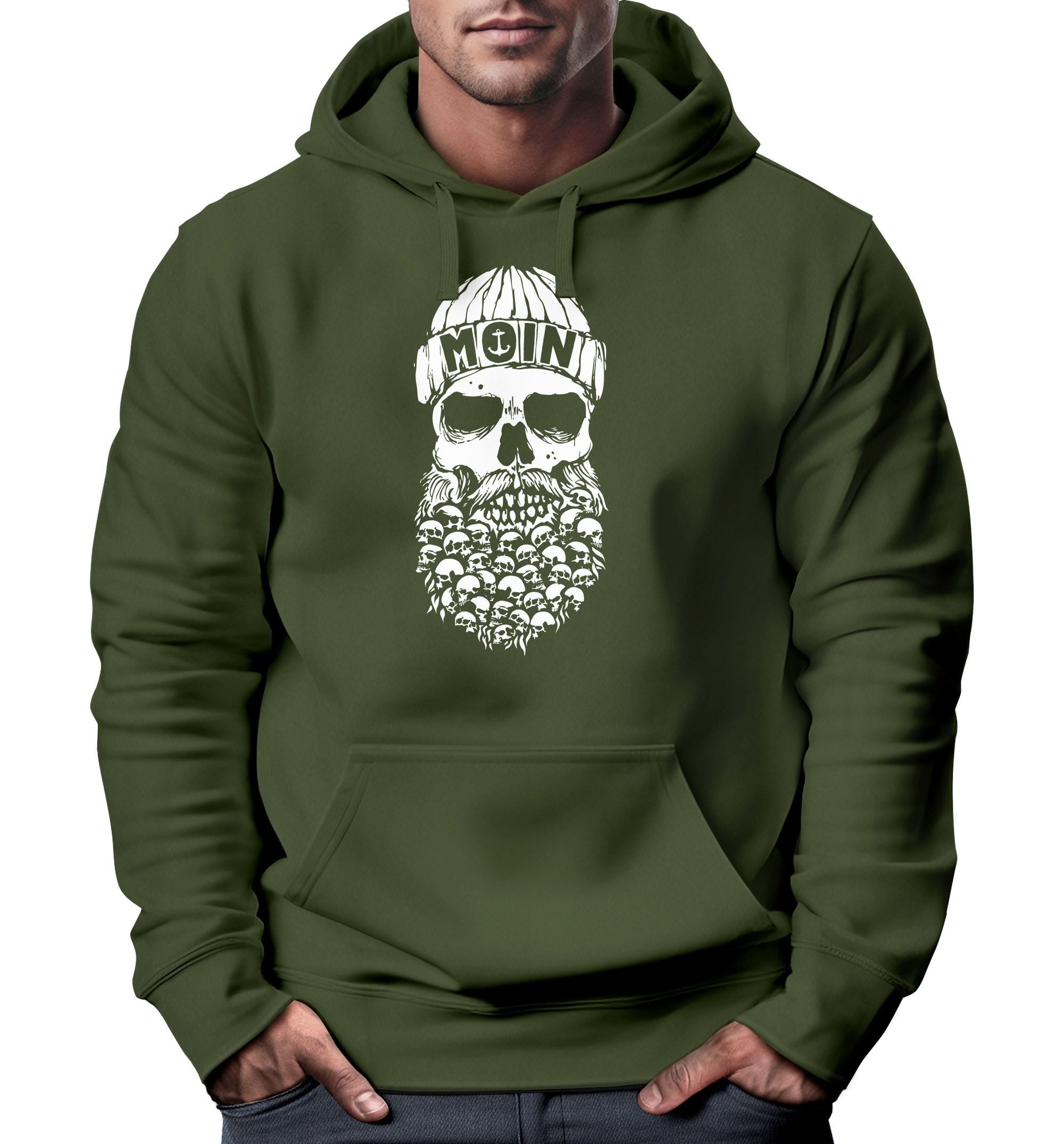 Neverless Hoodie Hoodie Herren Totenkopf Nordisch Moin Hamburg Dialekt Skul günstig online kaufen