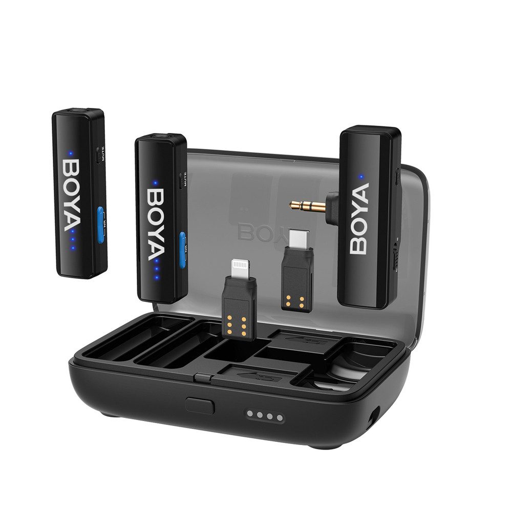 BOYA Mikrofon Ansteckmikrofon Funkset (Spar-Set, 1-tlg), Kabellos, 300 m Reichweite, 30 Std. Akkulaufzeit, USB-C