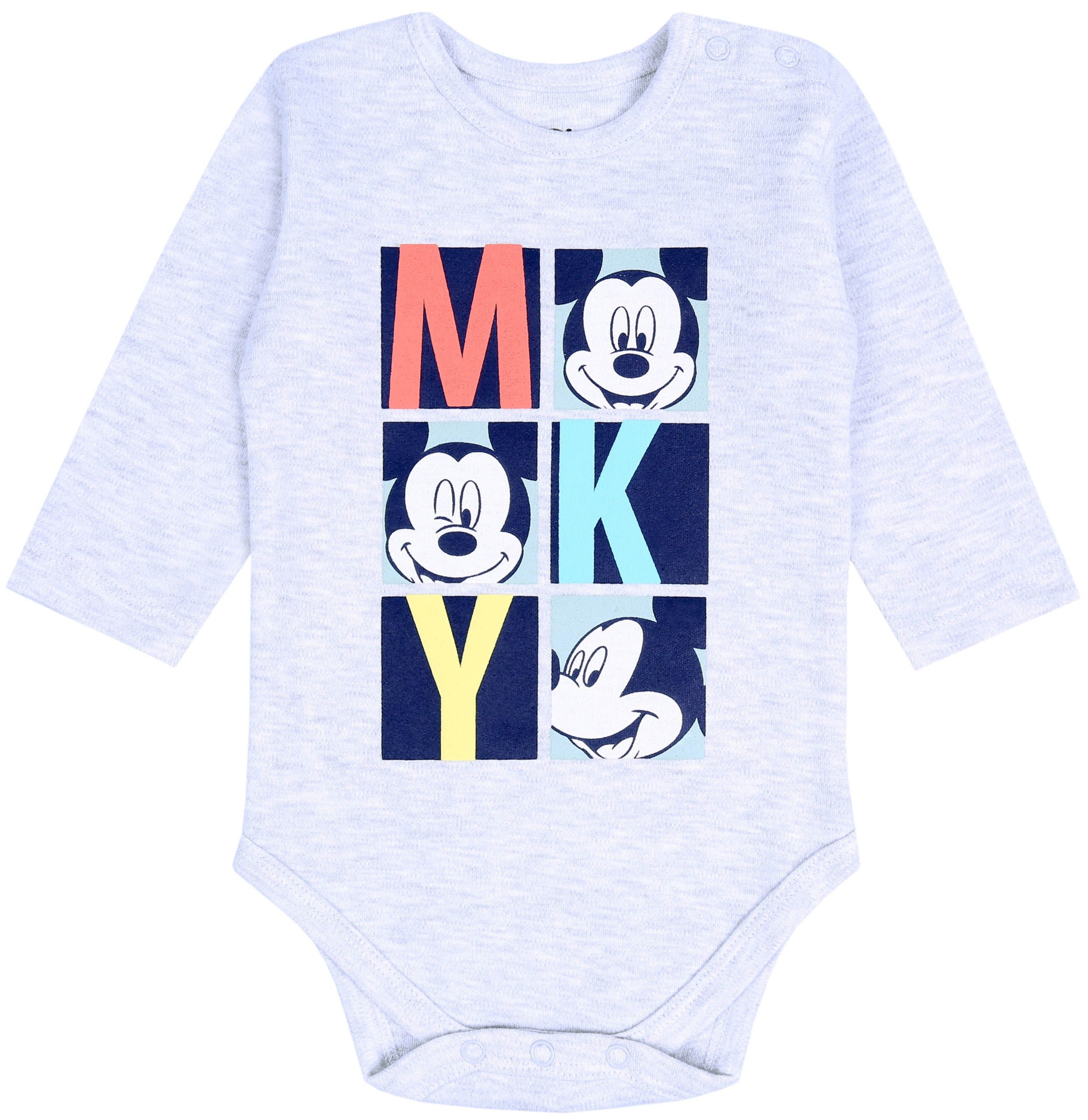 Body Graues Baby-Body mit Motiv von Mickey DISNEY 6-9 Monate