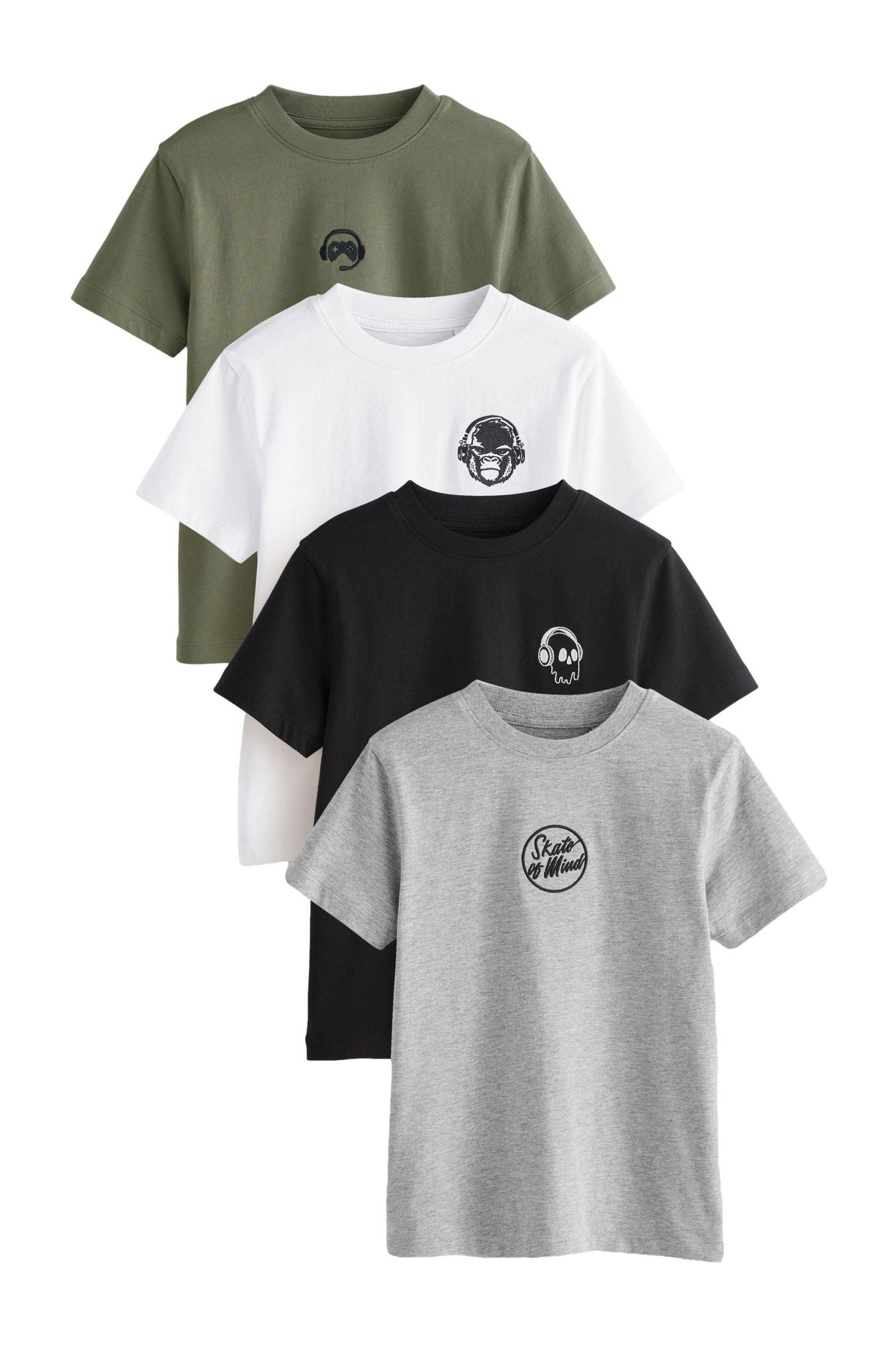 Next T-Shirt T-Shirts mit Sign Off-Stickerei im 4er-Pack (4-tlg)