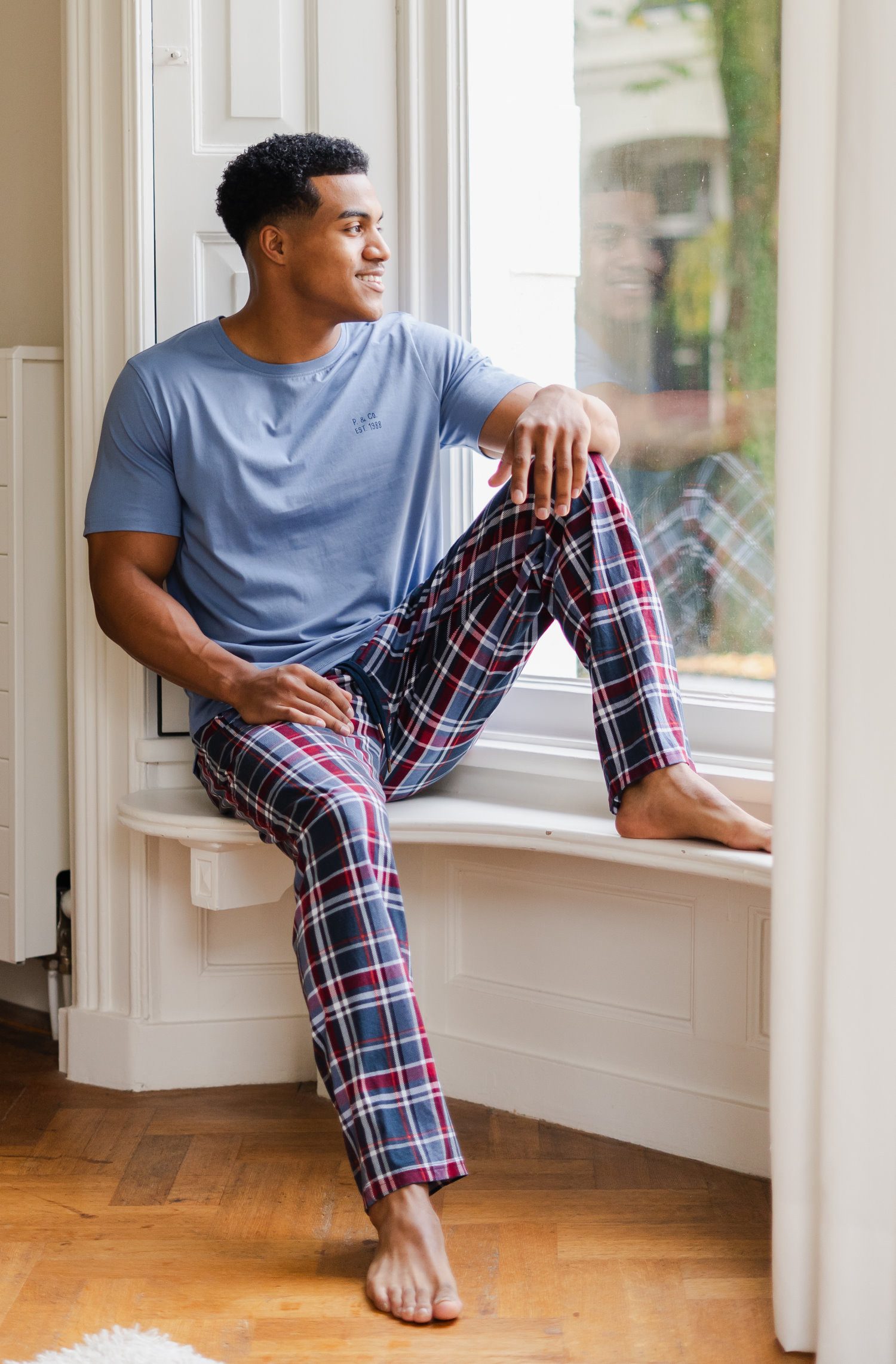 Phil & Co. Pyjamahose Herren Schlafanzughose kariert (1-tlg) Modisches Design