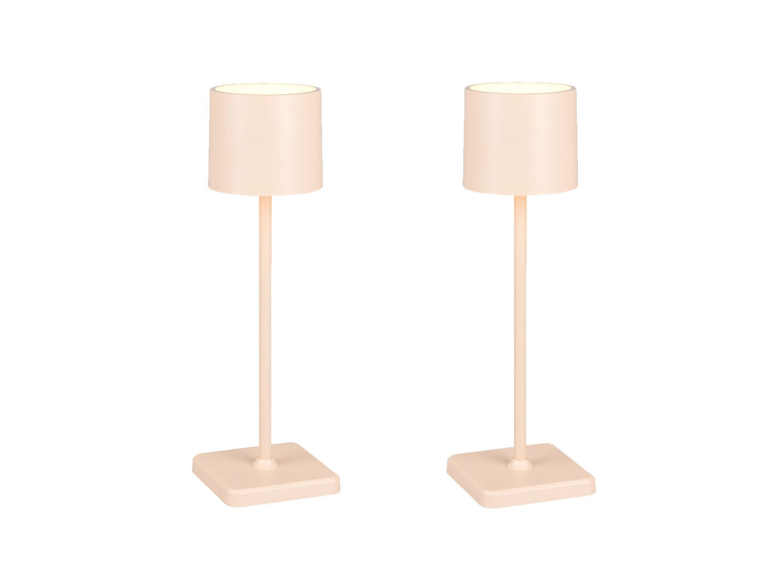 Reality Leuchten LED Außen-Tischleuchte, dimmbar, LED fest integriert, Warmweiß, Neutralweiß, Tageslichtweiß, 2er SET kabellos-e aufladbar Akku Outdoor ohne Strom-kabel Beige 38cm