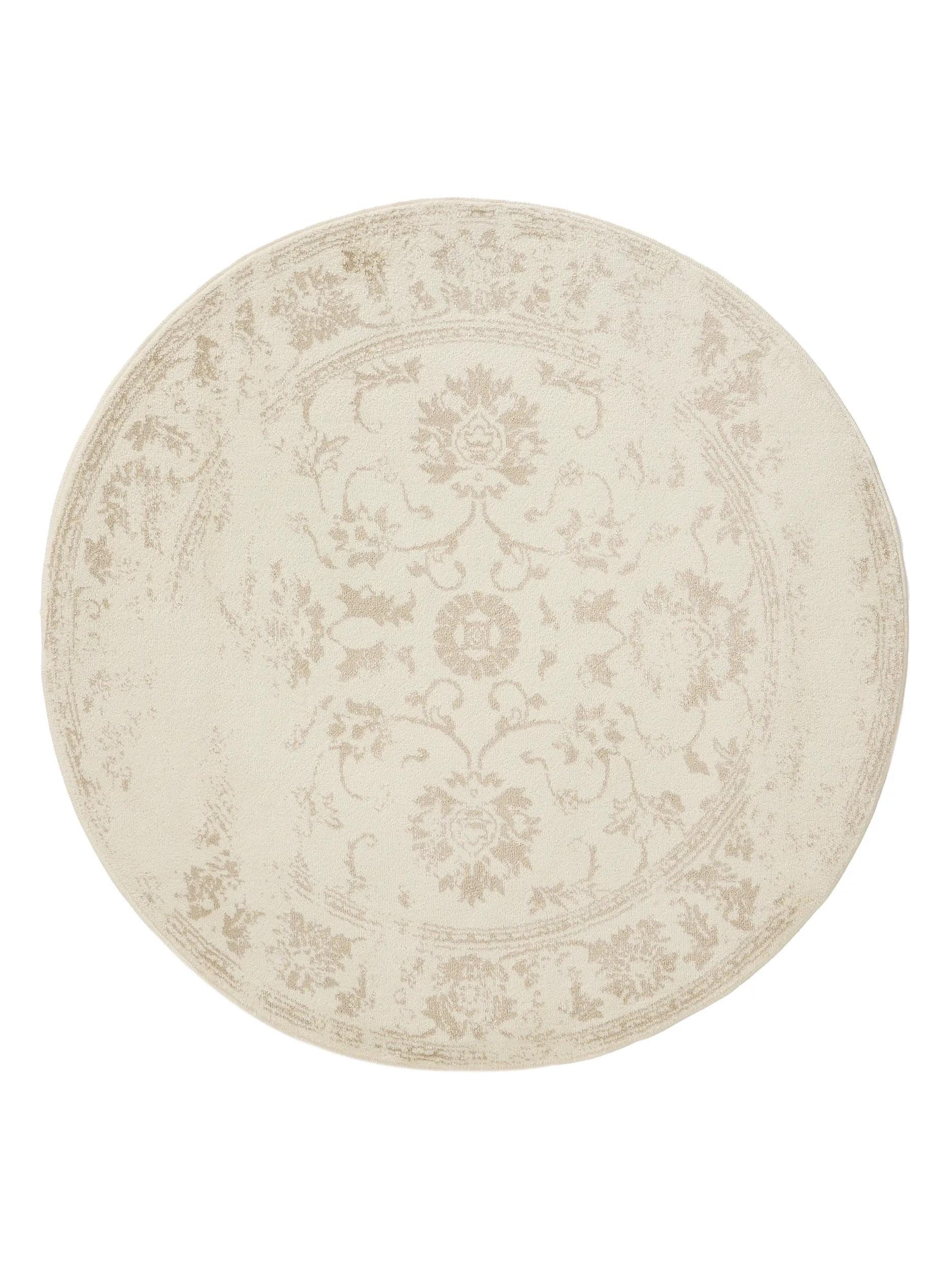 benuta Teppich Suki, rund, Höhe: 6 mm, Vintage-Look, Kurzflor, Retro Teppich Wohnzimmer, Schlafzimmer