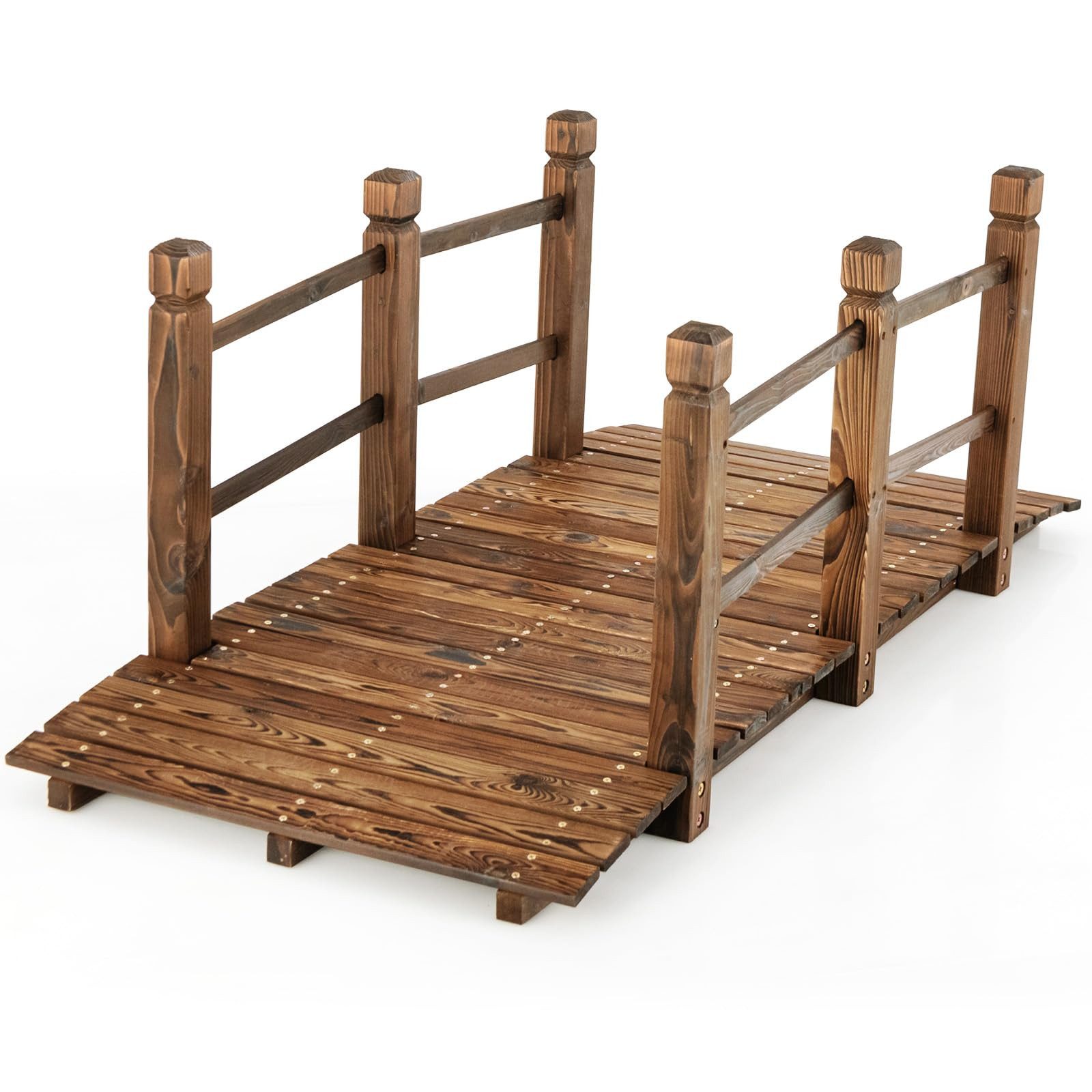 COSTWAY Zierbrücke, Holzbrücke, Gartenbrücke, Dekobrücke, 150 x 67 x 55 cm