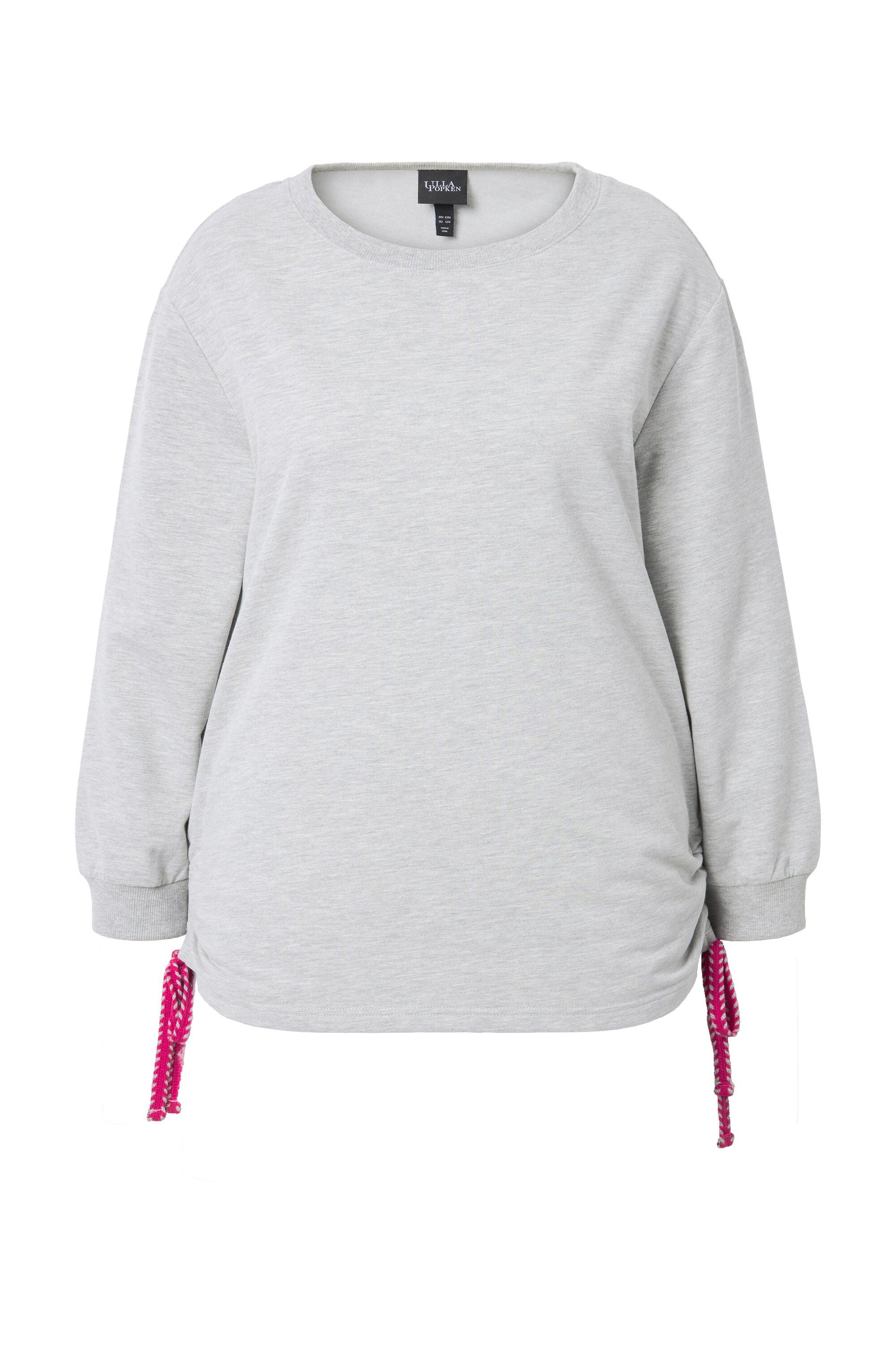 Ulla Popken Sweatshirt Sweatshirt seitliche Raffbänder Rundhals Langarm günstig online kaufen