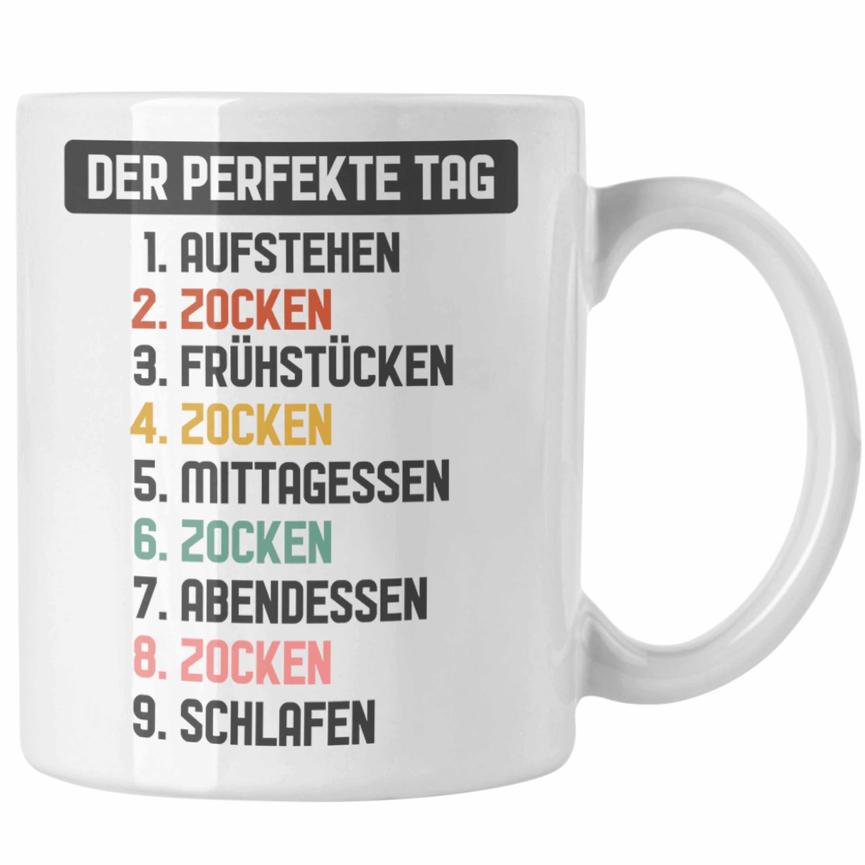 - Trendation Gamer Junge Trendation Weiss Spruch Perfekte Gaming Tag Der Tasse Jungs Zocker mit Kaffeetasse Geschenk Tasse
