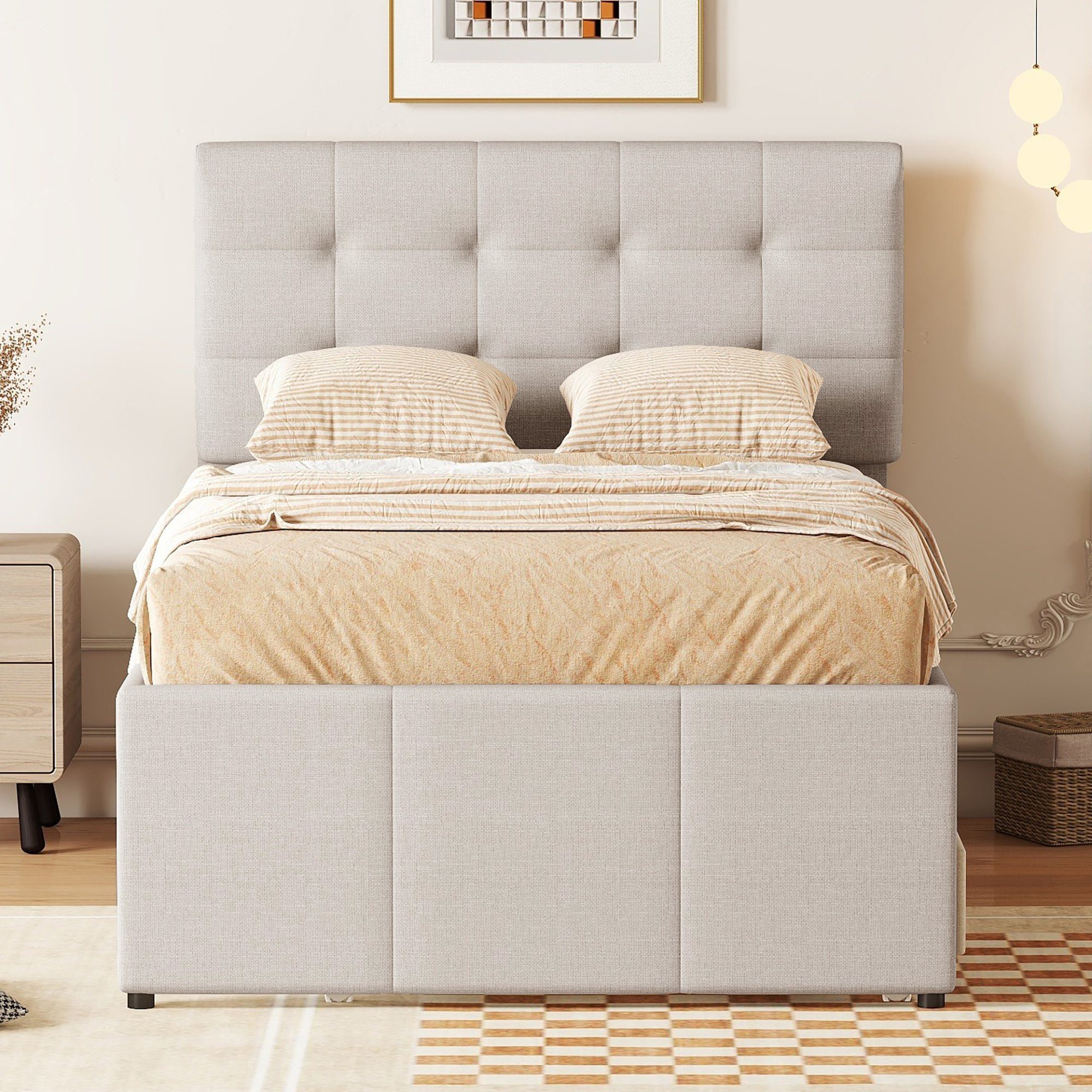 OKWISH Polsterbett Doppelbett, Familienbett, Ehebett, ausziehbares günstig online kaufen